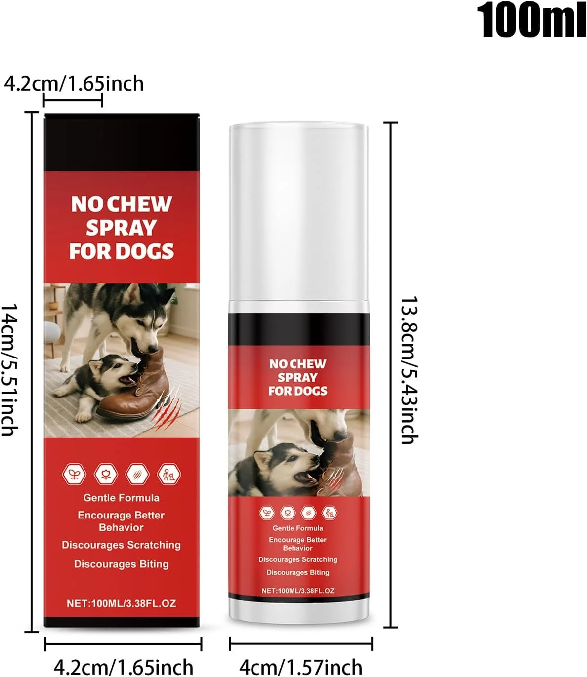 اسپری ضد جویدن سگ - اسپری 100 میلی لیتری برای جلوگیری از جویدن سگ، کمک کننده رفتاری تلخ برای حیوانات خانگی برای اصلاح گاز گرفتن و جلوگیری از لیسیدن