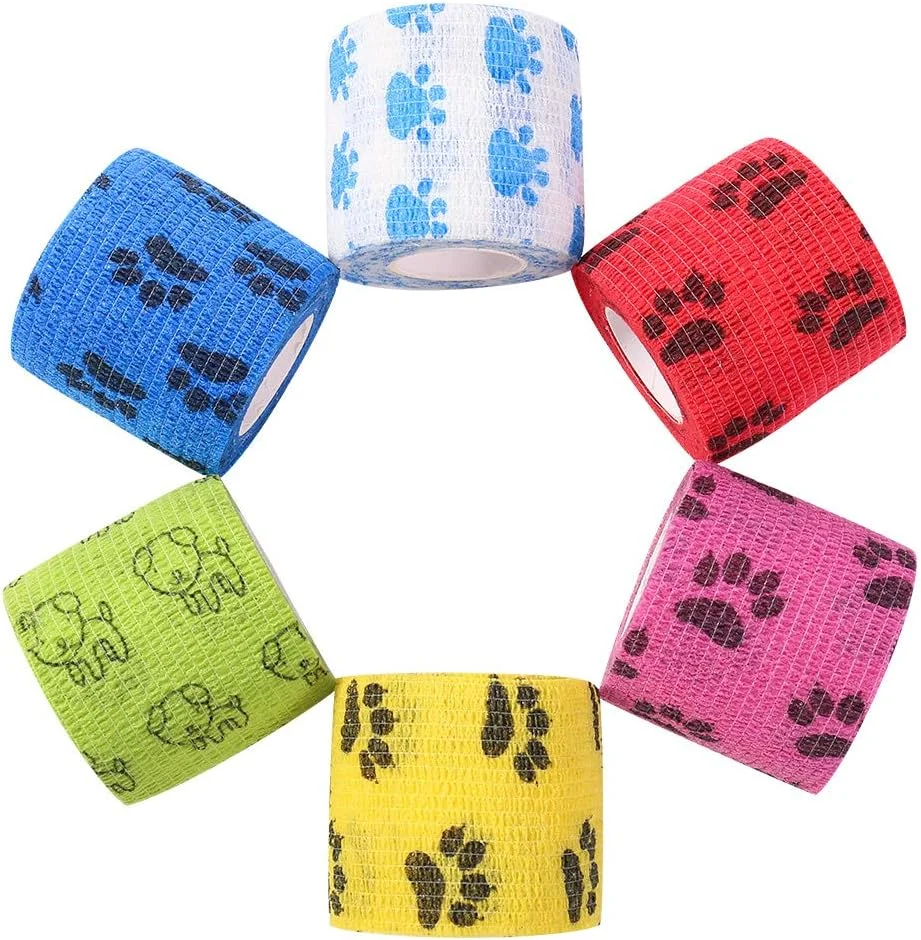 6 رول باند پانسمان حیوانات خانگی، چسب خودگیر سگ، نوار باند کشی غیر بافته تنفسی برای حیوانات خانگی سگ، 5 سانتی متر در 4.5 متر