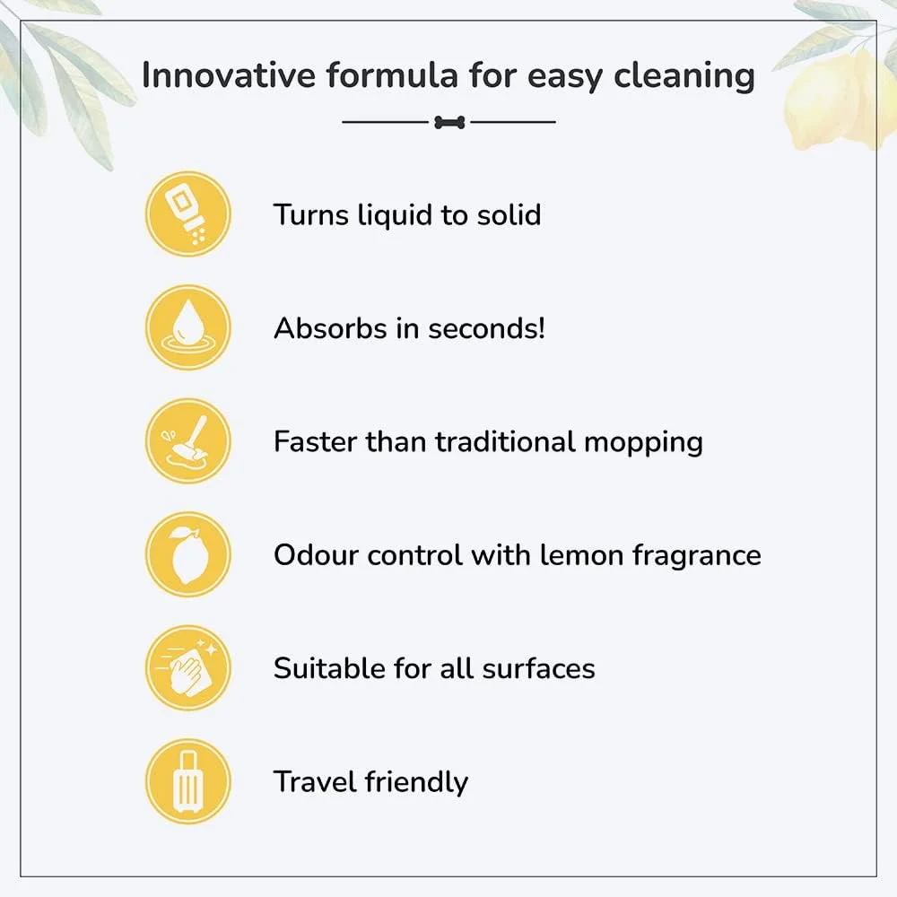 پودر فوق جاذب مایعات حیوانات خانگی Heads Up For Tails، سریع، ضد باکتری، تمیز کننده، تبدیل مایع به جامد | پودر ضد باکتری که مایعات کثیف حیوانات خانگی را تمیز می کند 150 گرم