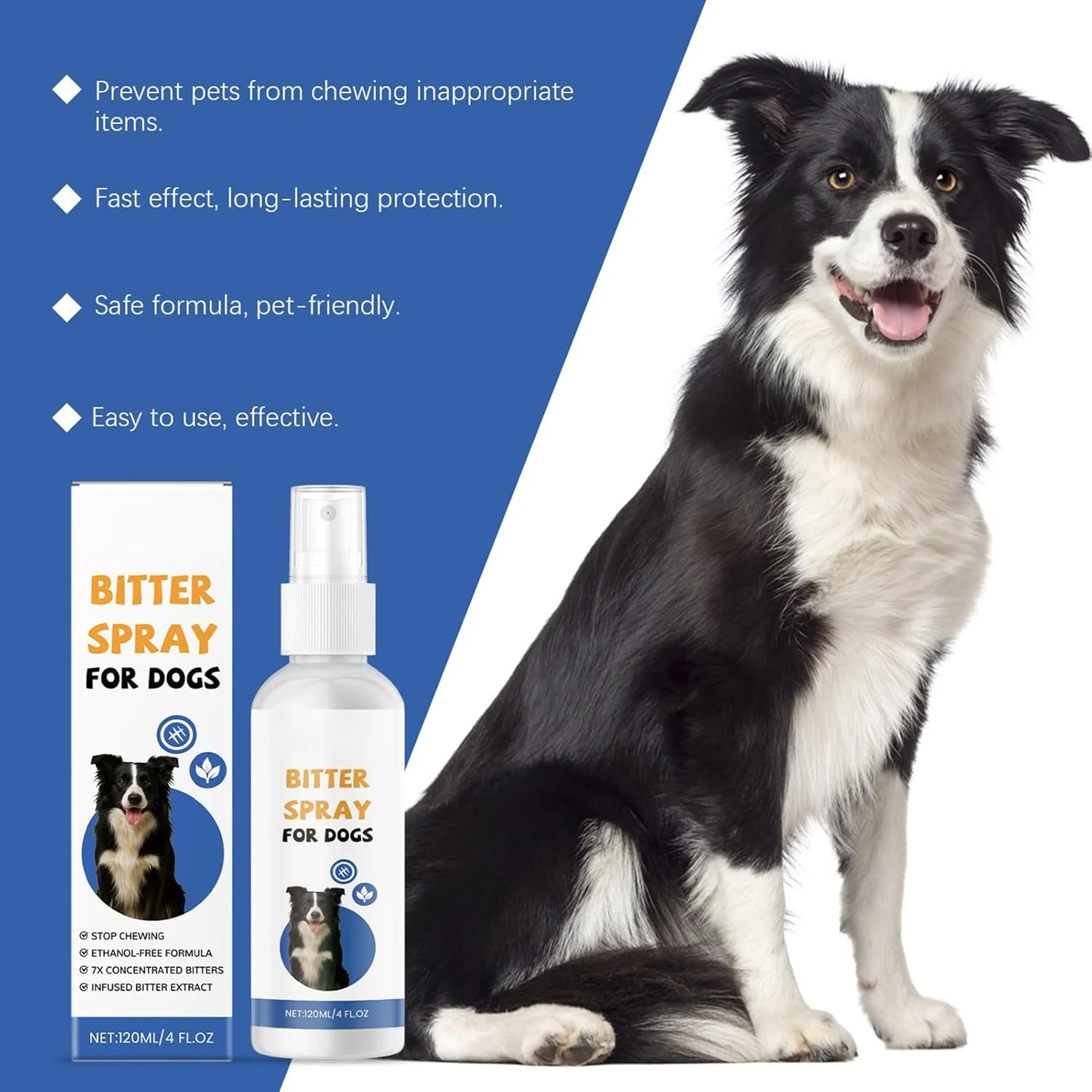 اسپری ضد جویدن سگ، محلول جلوگیری از لیسیدن برای حیوانات خانگی | اسپری تسکین دهنده و تلخ 120 میلی لیتری ضد جویدن سگ برای مبلمان، فرش، حیاط، چمن، مسافرت