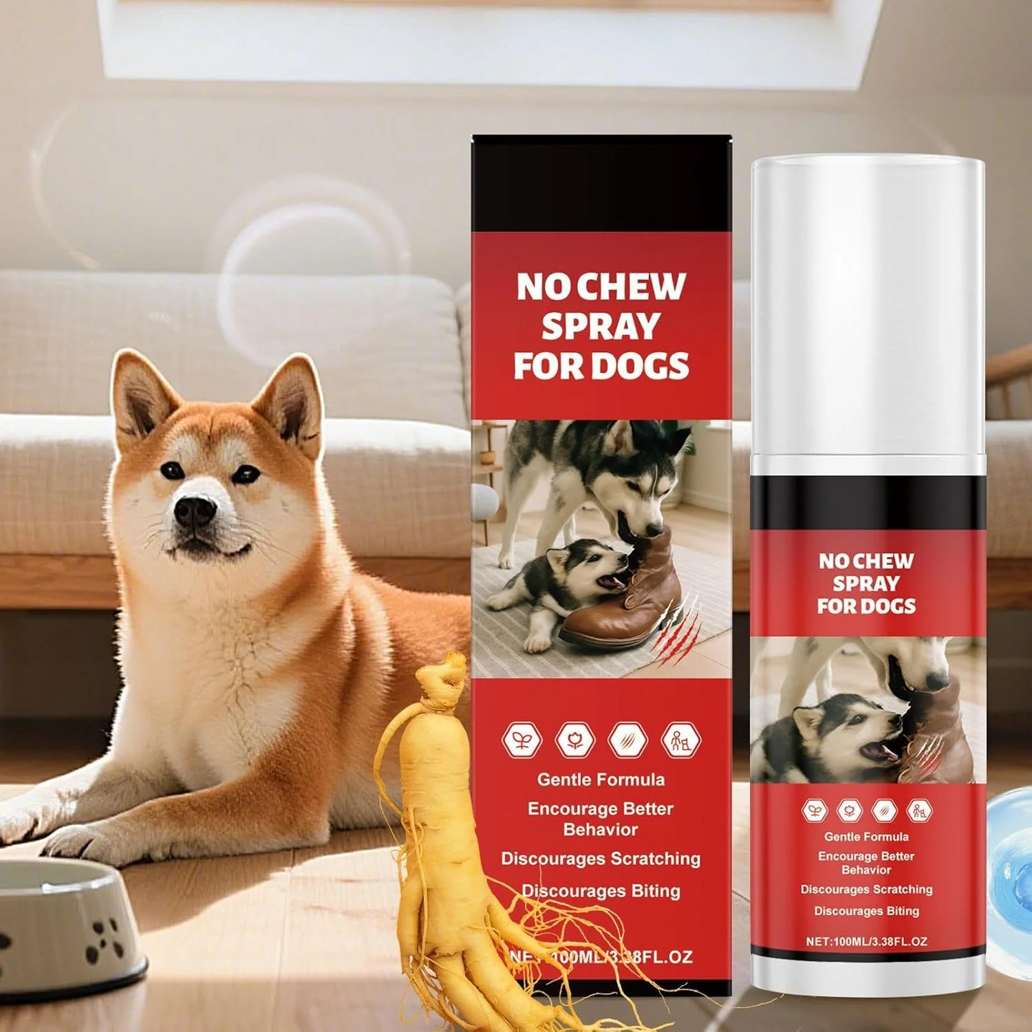 اسپری ضد جویدن سگ - اسپری 100 میلی لیتری سگ برای جلوگیری از جویدن، محلول ملایم و تلخ کمک رفتاری حیوانات خانگی برای اصلاح گاز گرفتن گربه ها و خرگوش ها