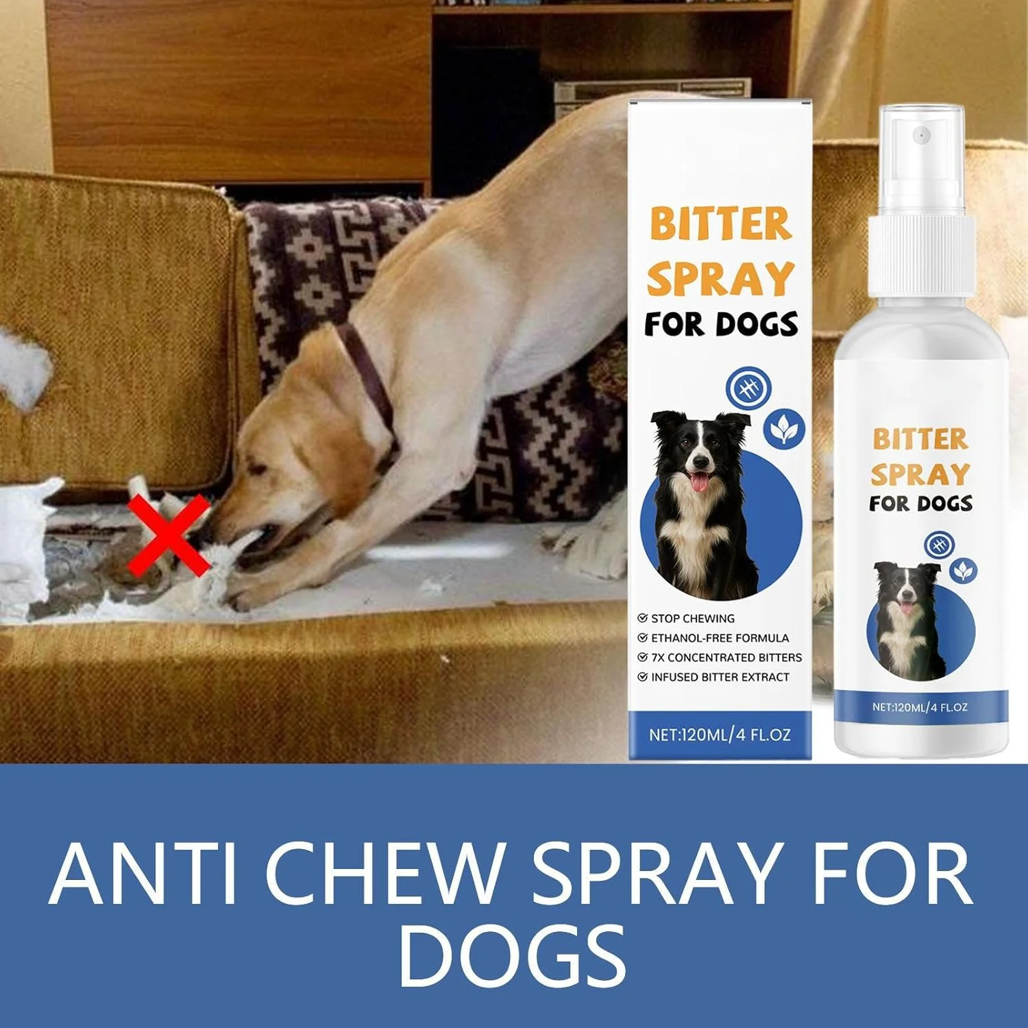 اسپری ضد جویدن سگ - محافظت از مبلمان در برابر گاز گرفتن حیوانات خانگی - اسپری آرام بخش 120 میلی لیتری ضد جویدن سگ برای مبلمان، فرش، داخل خانه، حیاط، چمن اسپری ضد جویدن سگ - محافظت از مبلمان در برابر گاز گرفتن حیوانات خانگی - اسپری آرام بخش 120 میلی لیتری ضد جویدن سگ برای مبلمان، فرش، داخل خانه، حیاط، چمن