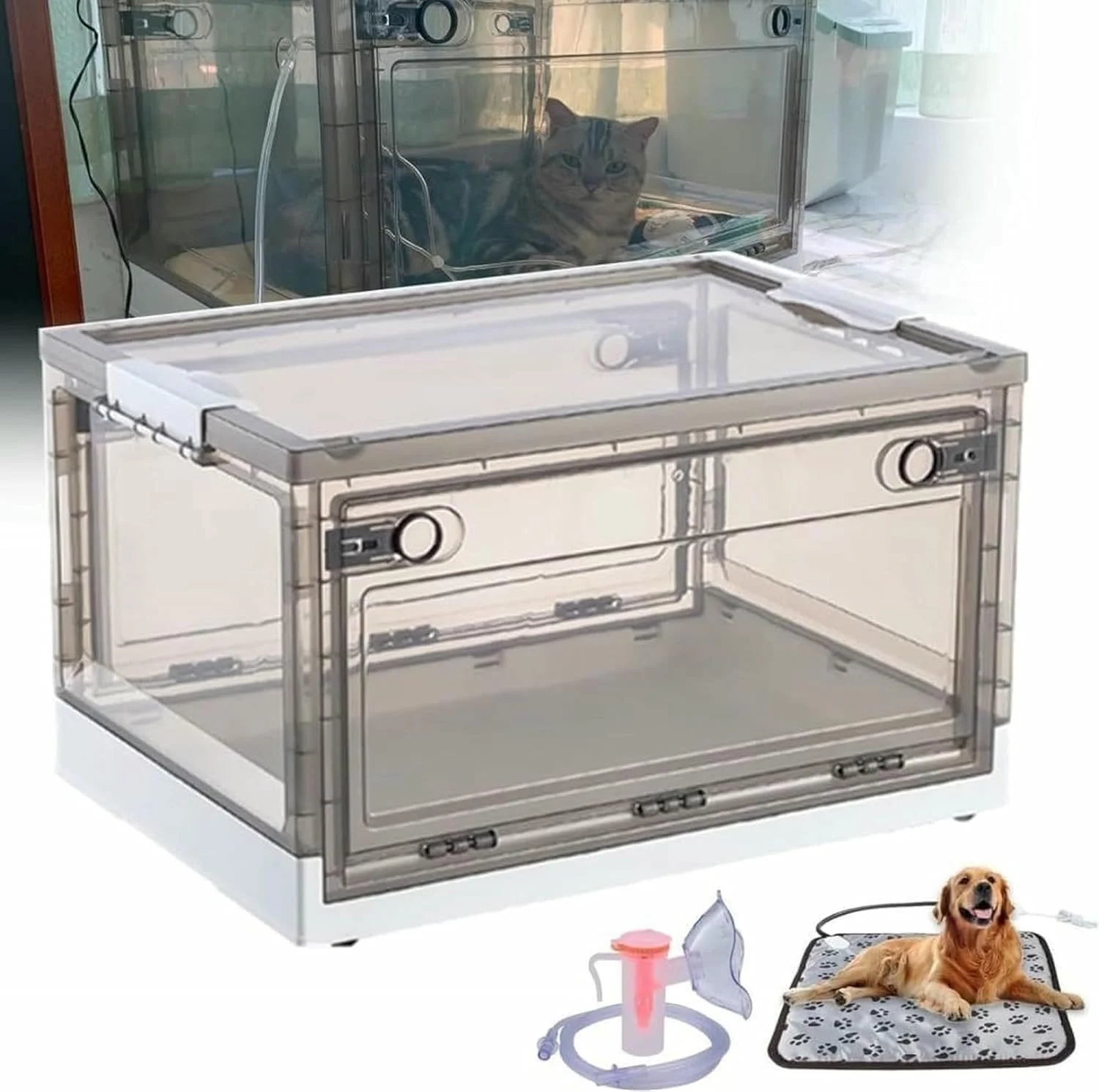 باکس اکسیژن تراپی سگ و گربه، باکس نبولایزر توله سگ، باکس نبولایزر بچه گربه، دستگاه اتومایزر حیوانات خانگی، مناسب برای توله سگ/سگ متوسط/استنشاق گربه باکس اکسیژن تراپی سگ و گربه، باکس نبولایزر توله سگ، باکس نبولایزر بچه گربه، دستگاه اتومایزر حیوانات خانگی، مناسب برای توله سگ/سگ متوسط/استنشاق گربه