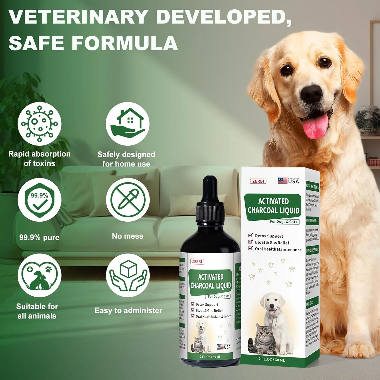 مایع ذغال فعال برای سگ ها - کمک های اولیه ضروری سگ، نجات فوری برای سگ ها - سم زدایی، تسکین اسهال و گاز، غیر GMO، 60 میلی لیتر مایع ذغال فعال برای سگ ها - کمک های اولیه ضروری سگ، نجات فوری برای سگ ها - سم زدایی، تسکین اسهال و گاز، غیر GMO، 60 میلی لیتر