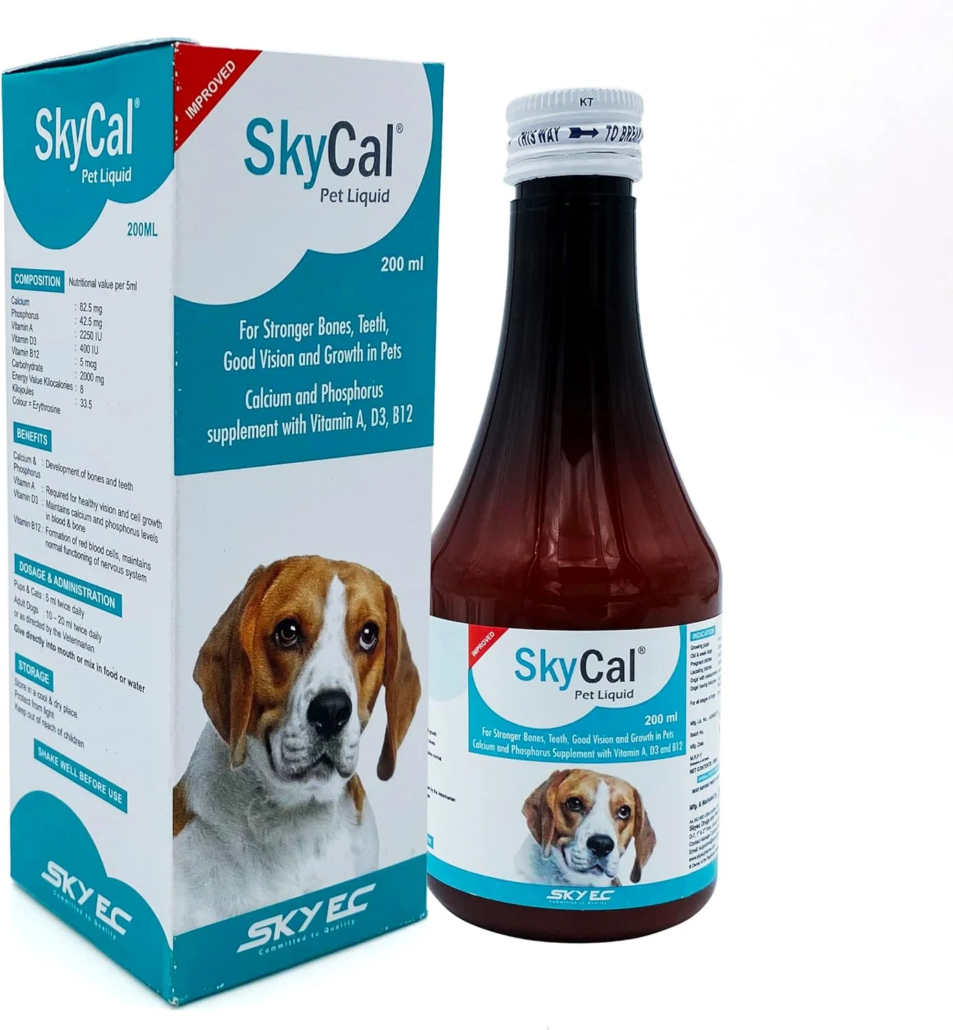 مجموعه ترکیبی مایع پت اسکای‌کال و شربت پت‌آپ پرو | مکمل مولتی ویتامین، آنتی‌اکسیدان، مواد معدنی و اسیدهای آمینه | استخوان‌ها و دندان‌های قوی‌تر، دید خوب و رشد در حیوانات خانگی | 2 عدد 200 میلی‌لیتری، گربه‌ها، سگ‌ها