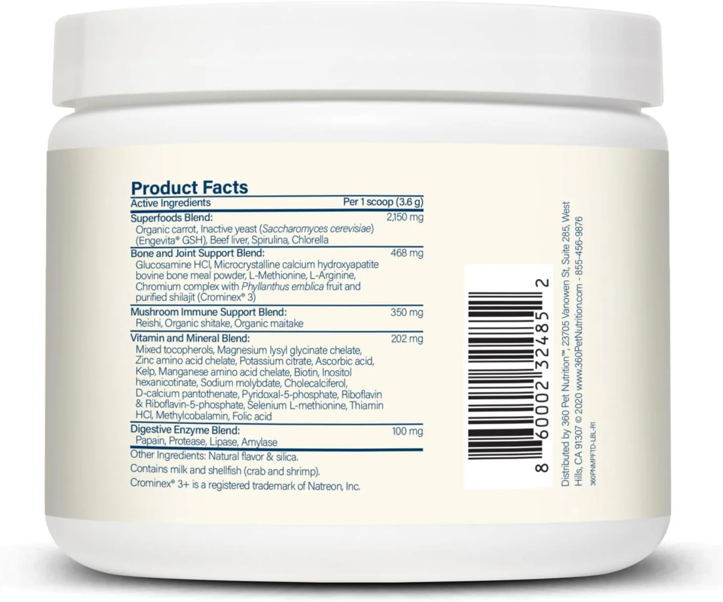 مکمل غذایی سگ 360 Pet Nutrition، مخلوط سوپرفود برای تمام مراحل زندگی، تقویت کننده غذا برای حمایت از سلامت کل بدن، استخوان و مفاصل، هضم و سیستم ایمنی، 30 سروینگ، طعم گوشت گاو