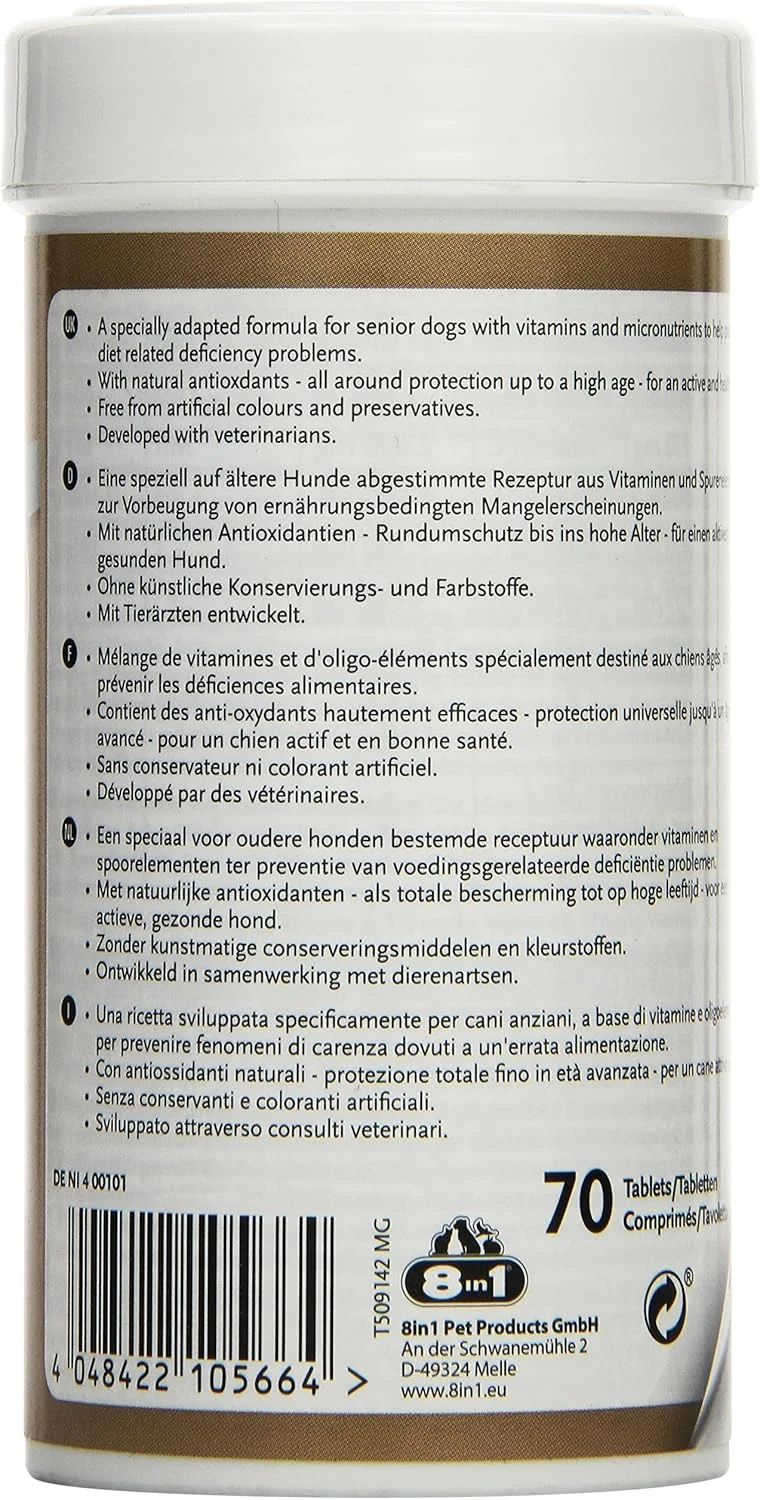 مولتی ویتامین مخصوص سگ های مسن 8in1، 70 قرص، 12 میلی گرم