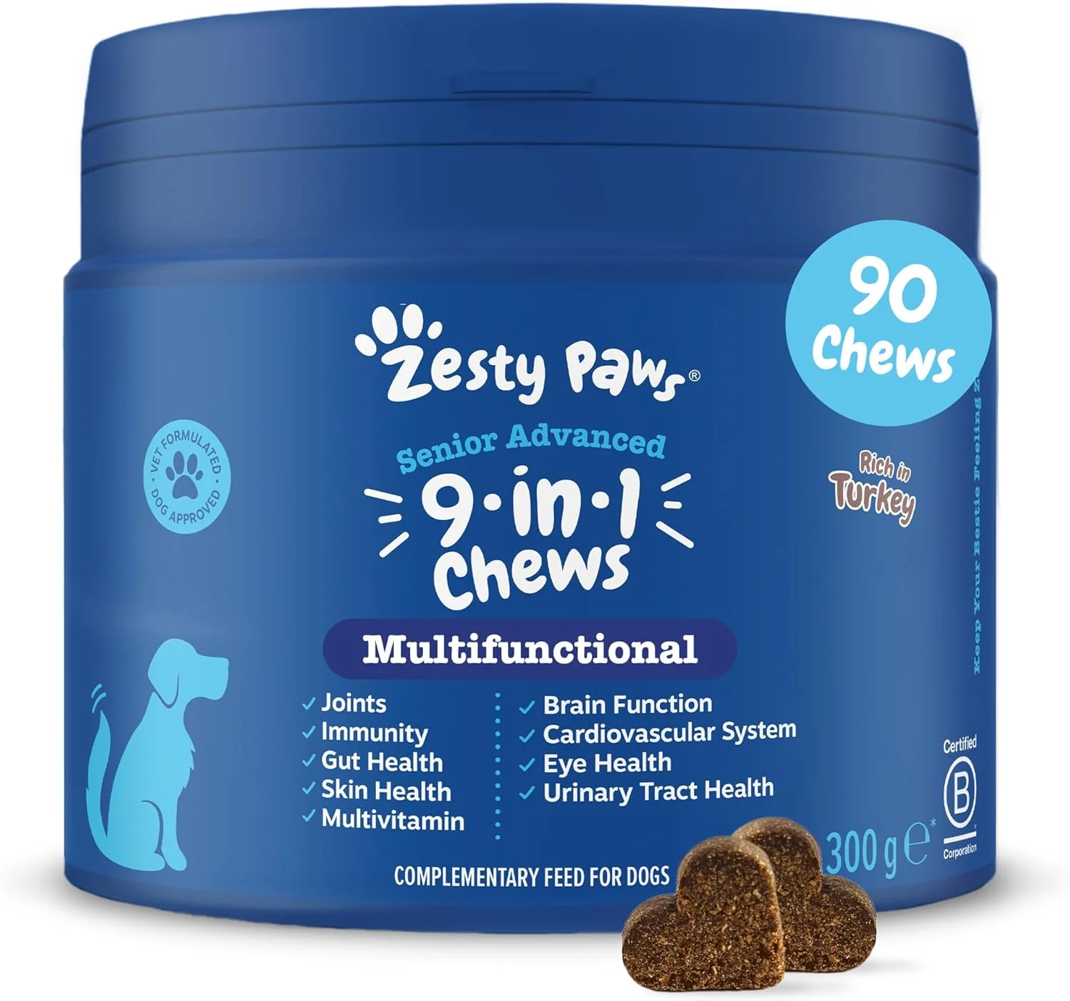 مولتی ویتامین سگ پیشرفته 9 در 1 زستی پاوز | تقویت سلامت روده و پوست، ایمنی و عملکرد فیزیکی | کاهش استرس | ویتامین B | 90 عدد