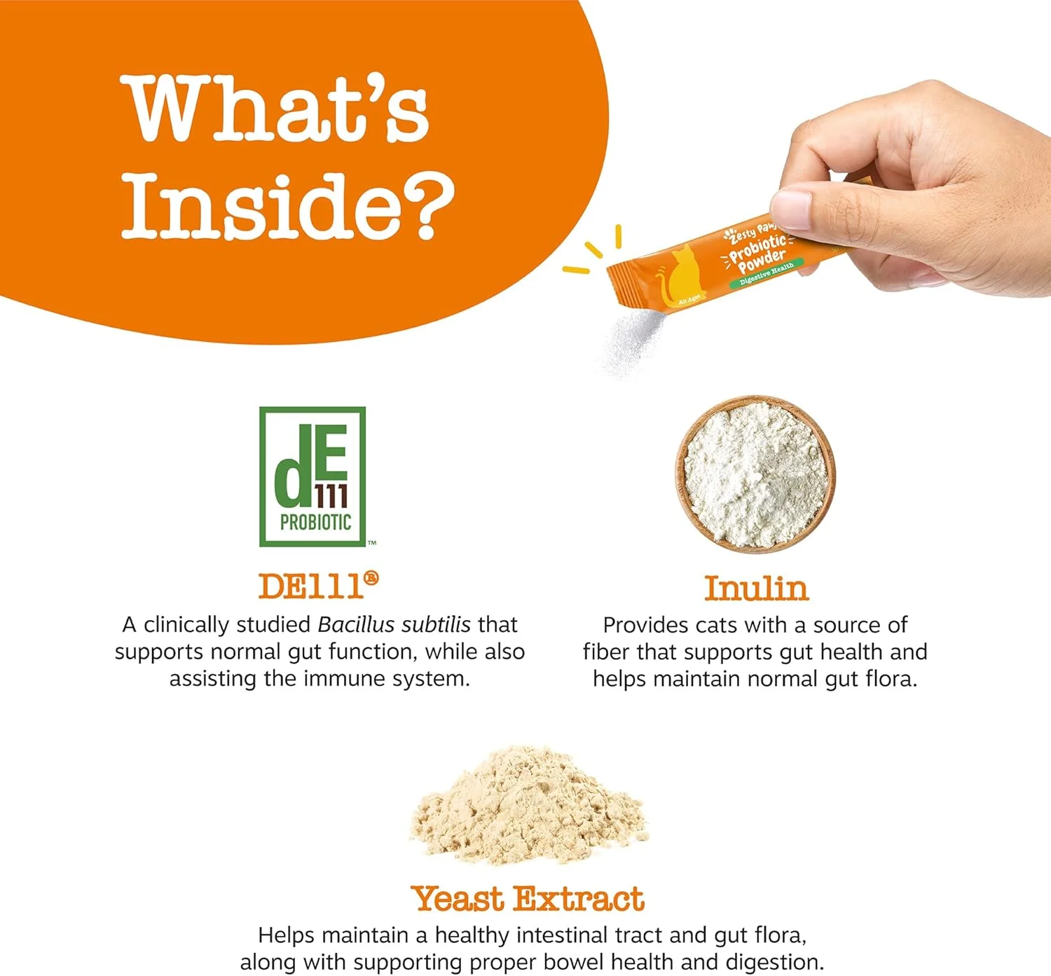 پودر پروبیوتیک Zesty Paws برای گربه ها - مکمل غذایی برای حمایت از سیستم گوارشی و ایمنی برای میکروبیوم گربه - پروبیوتیک DE111 ممتاز گربه برای سلامت دستگاه گوارش - فیبر و عصاره مخمر - کدو تنبل - 30 عدد