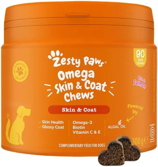 جویدنی امگا برای پوست و مو با طعم ماهی سالمون ZESTY PAWS - 90 عدد