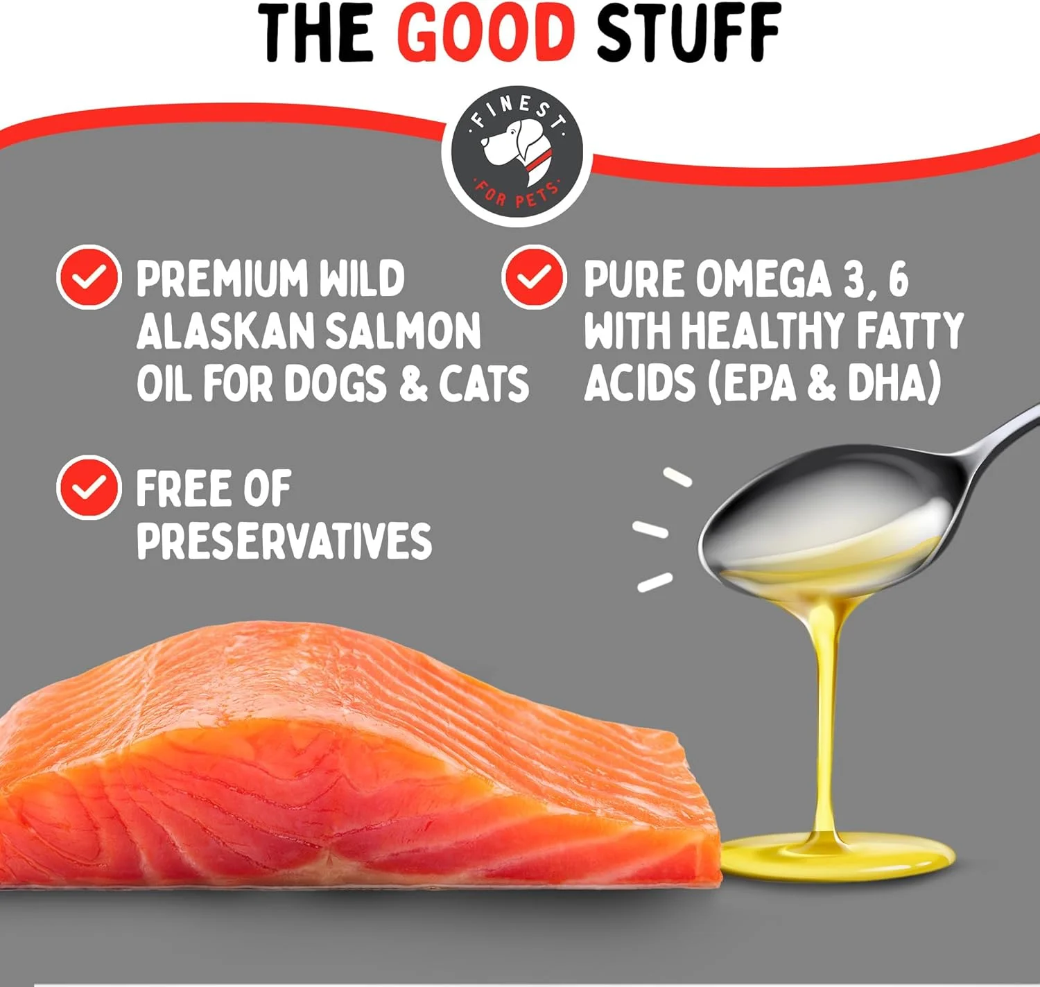 Wild Alaskan Salmon Oil for Dogs & Cats - Omega 3 Skin & Coat Fish Oil Supplement, Supports Itching, Joint Pain, Dry Skin, Immune & Heart Health (16 oz)