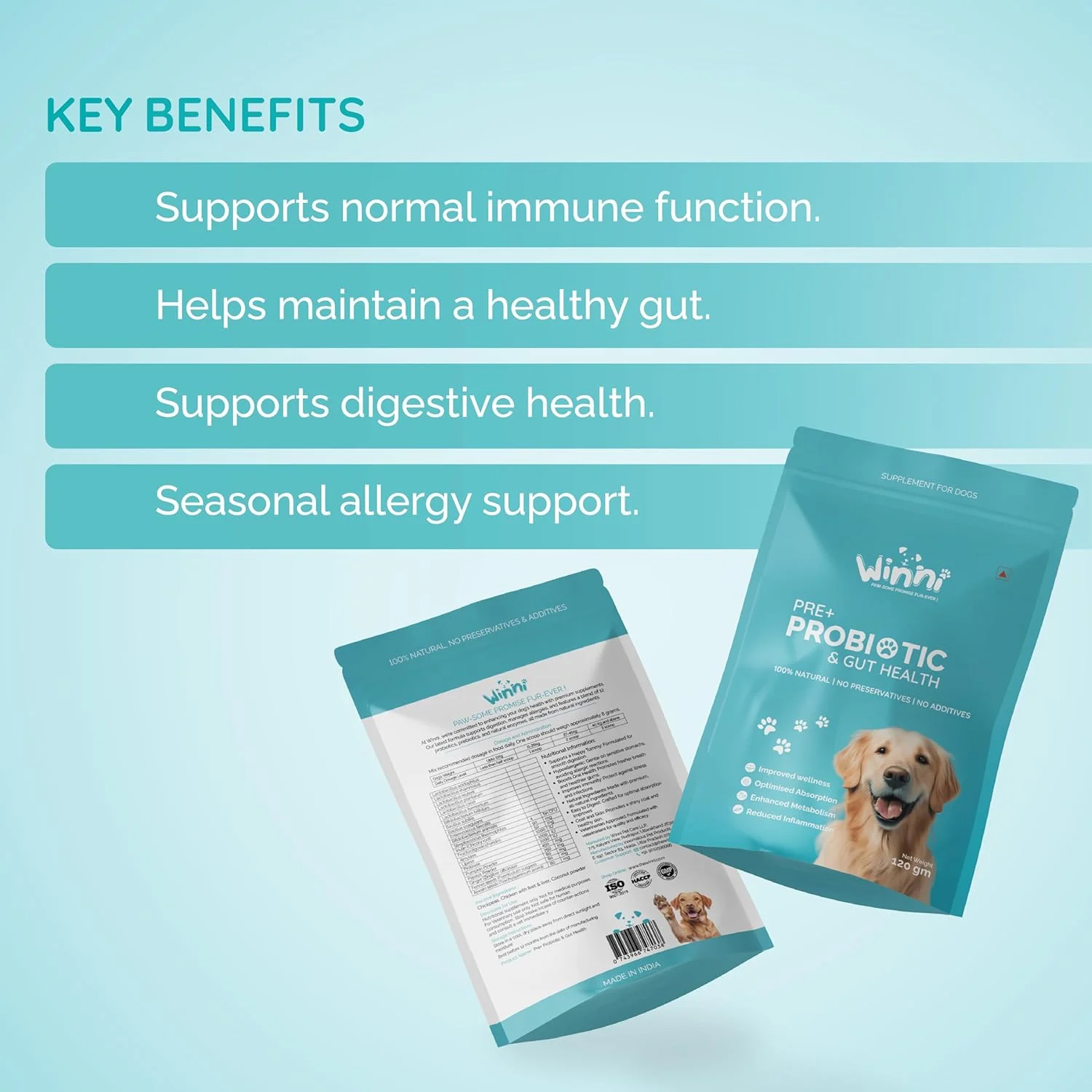 مکمل پری + پروبیوتیک و سلامت روده سگ ها | بهبود سلامتی، جذب بهینه، افزایش متابولیسم، کاهش التهاب - 120 گرم
