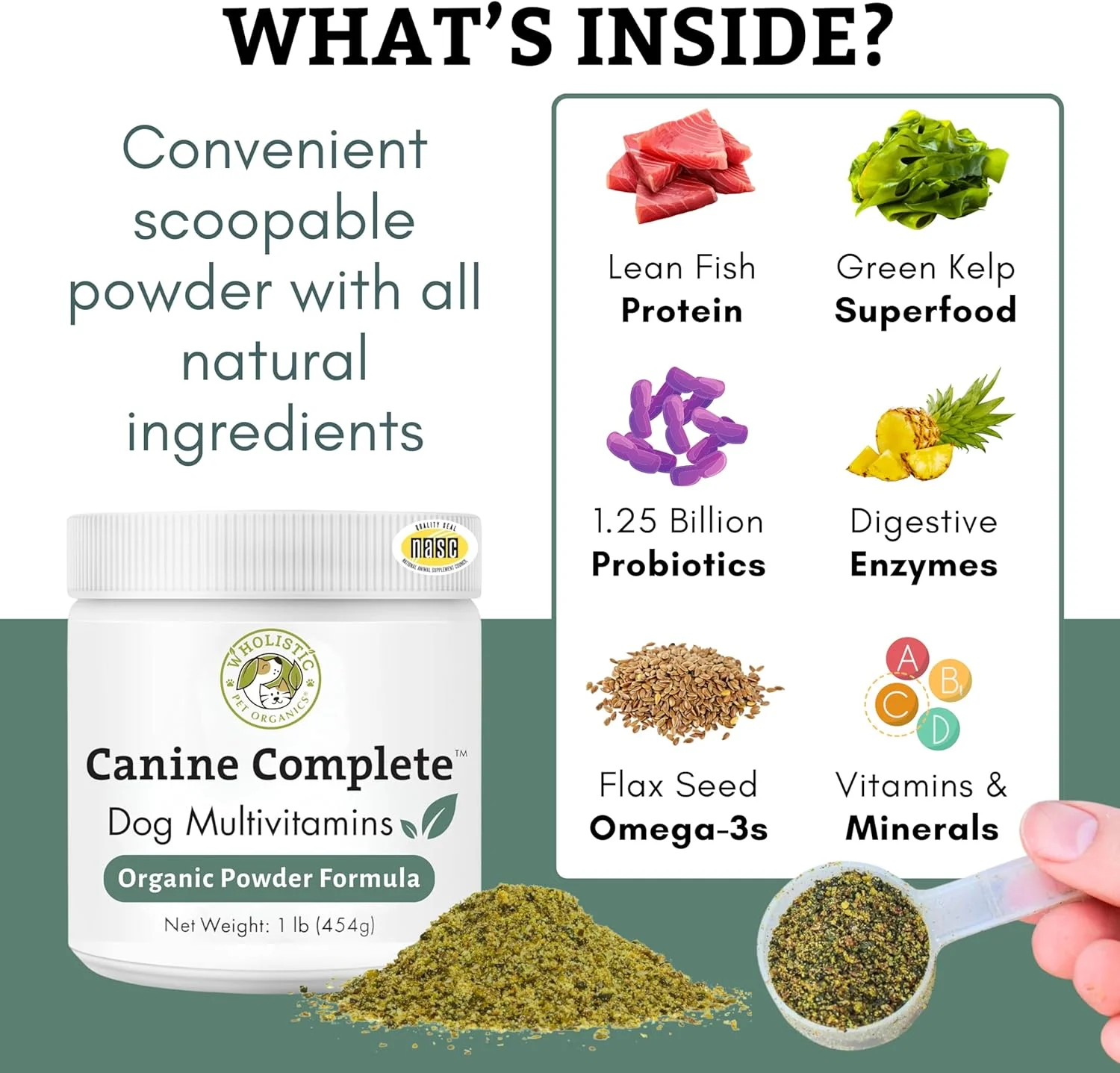 مولتی ویتامین کامل سگ ارگانیک Wholistic Pet - 450 گرم - مولتی ویتامین ها و مکمل های غنی از مواد مغذی - پودر غذای کامل برای سیستم ایمنی، پوست، پوشش و سلامت کلی