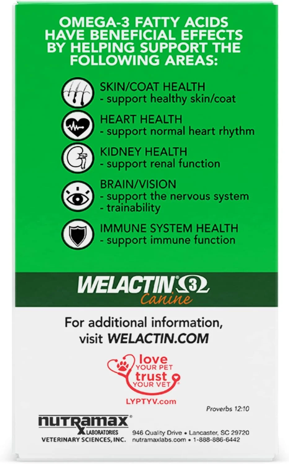 مکمل روغن ماهی امگا 3 Nutramax Welactin برای سلامت پوست و مو سگ - بسته 3 عددی، 360 سافت ژل در مجموع