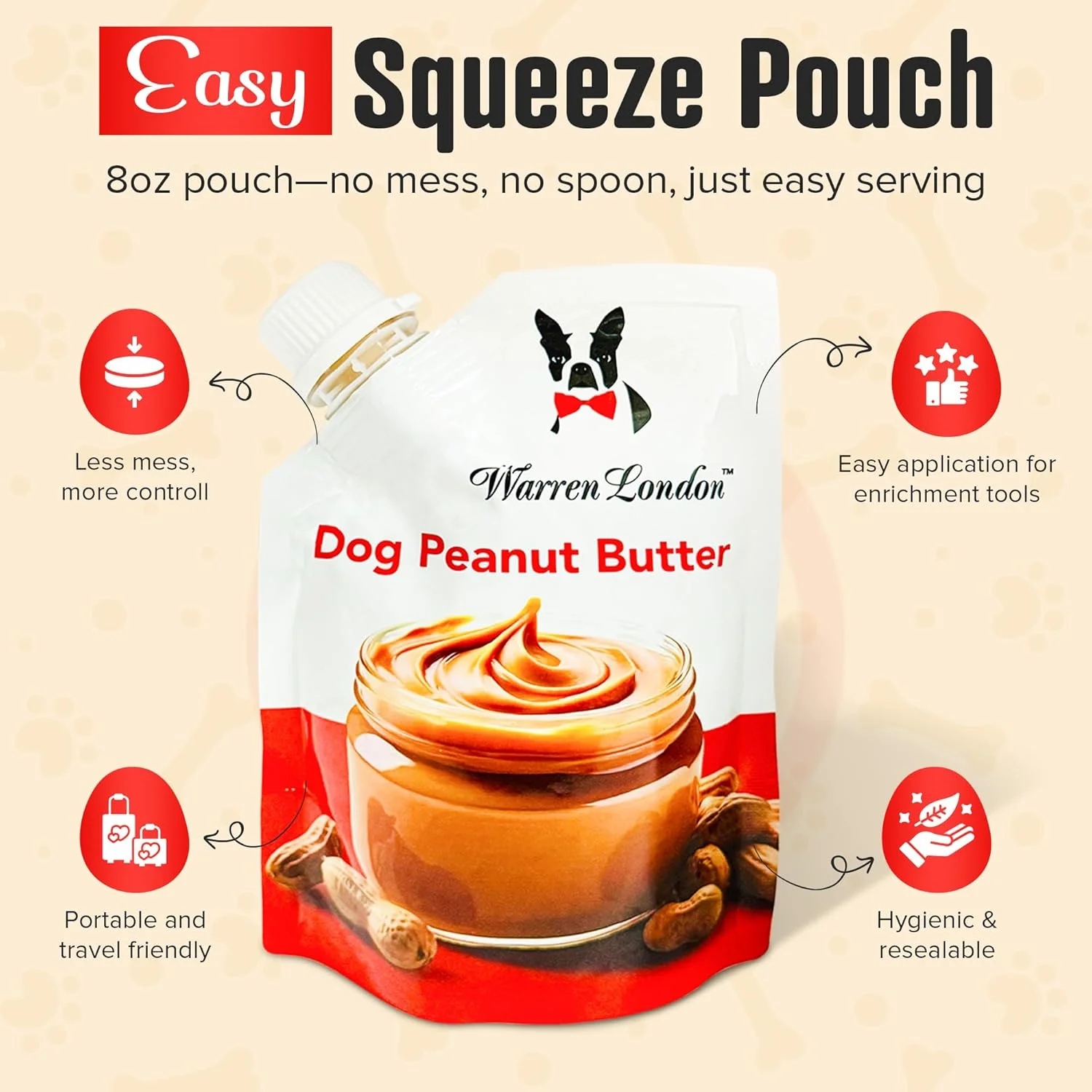 ست کلاه و تشویقی وارن لندن - ابزار پرت کردن حواس سگ در هنگام آرایش + کره بادام زمینی سگ با طعم بادام زمینی برشته طبیعی، بدون زایلیتول