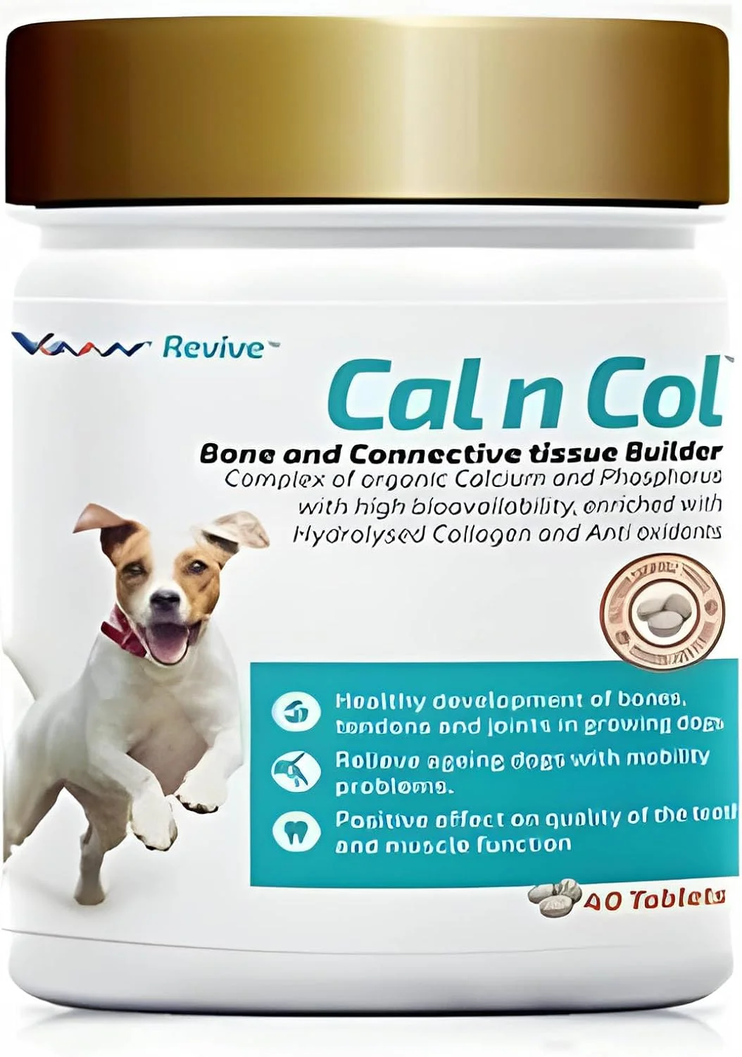 مکمل های سگ Vvaan - Cal and Col - قرص های کلسیم و کلاژن (40 عدد)(بسته 1 عددی)