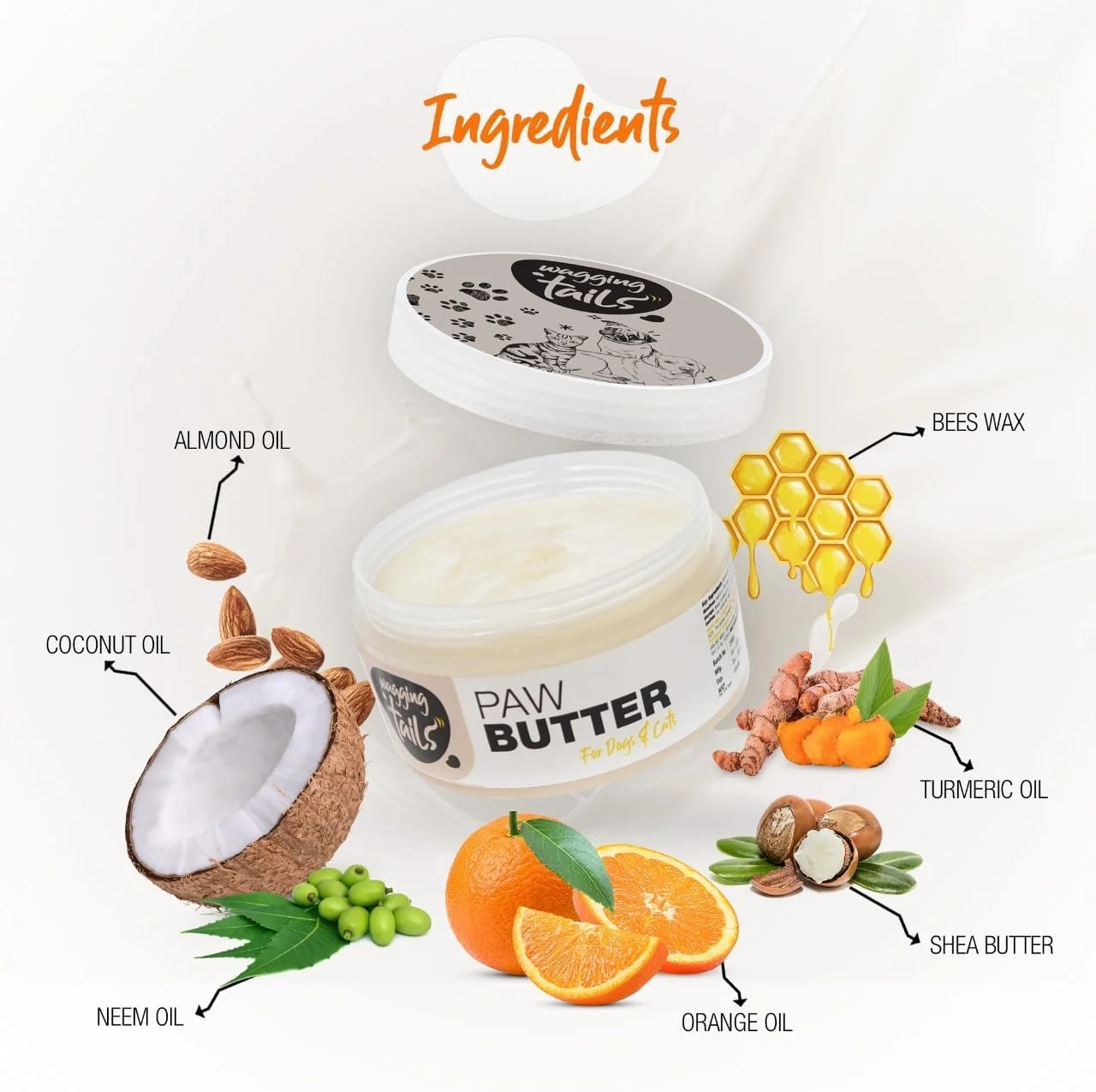 کره پنجه حیوانات خانگی واگینگ تیلز 50 گرم - بسته 2 عددی | ترمیم کننده و مرطوب کننده پنجه های ترک خورده، آرنج ها و پوزه خشک و خارش دار سگ ها، گربه ها و توله سگ ها | استفاده روزانه برای صاف کردن پوست آسیب دیده