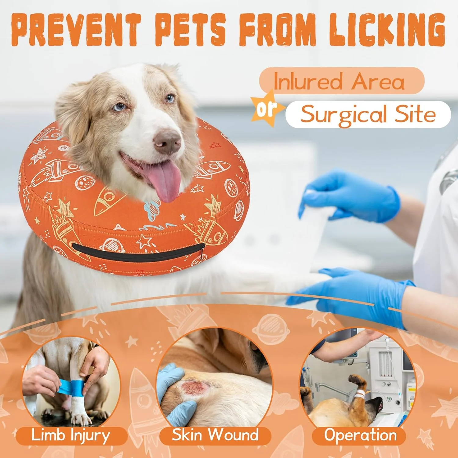 طوق بادی سگ برای بعد از جراحی، طوق دونات سگ برای بعد از جراحی، طوق نرم سگ برای سگ های کوچک، متوسط و بزرگ برای جلوگیری از لیسیدن