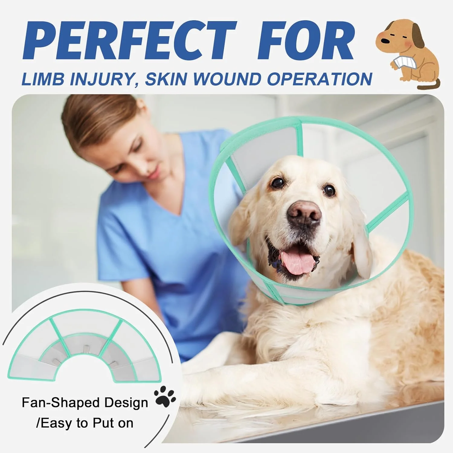 طوق گردنی نرم سگ، جایگزینی برای بعد از جراحی، طوق ریکاوری حیوانات خانگی برای سگ های کوچک، متوسط و بزرگ، طوق سر سگ راحت برای جلوگیری از لیسیدن