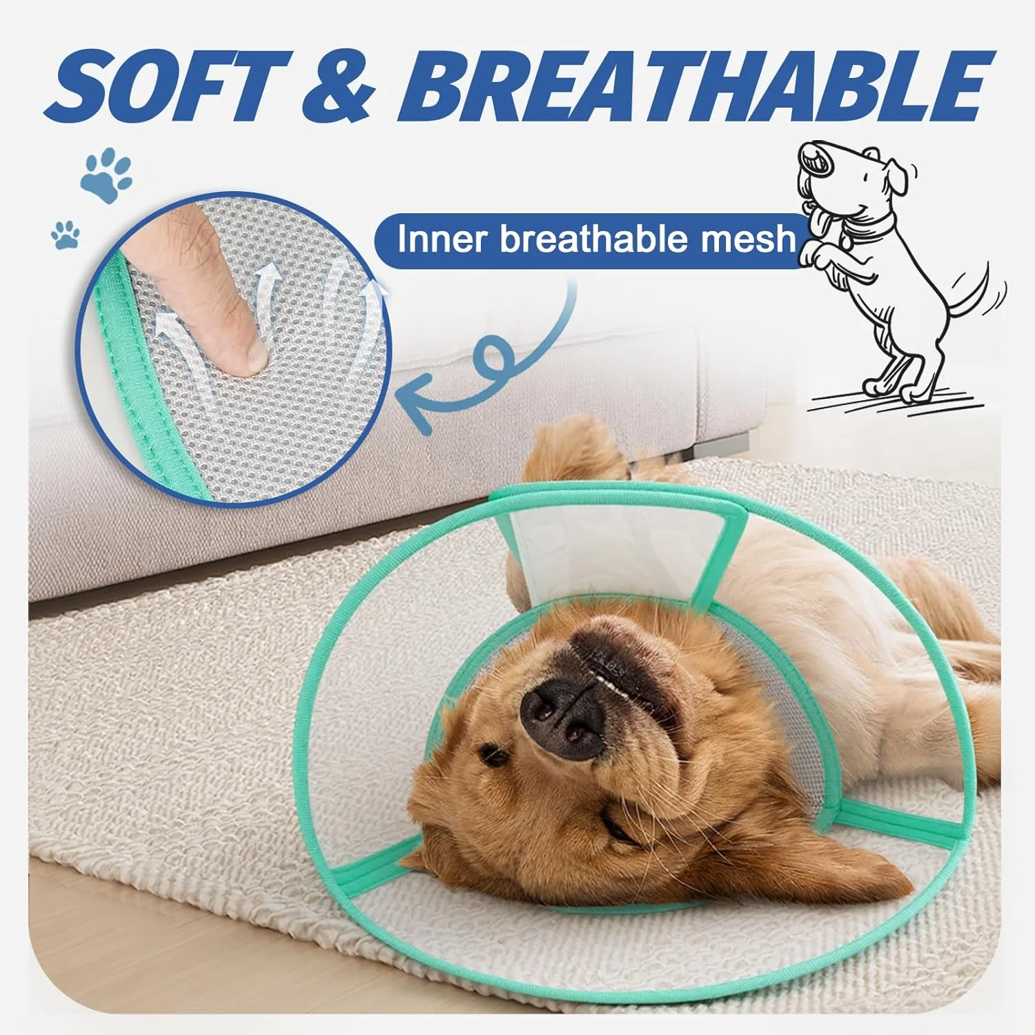 طوق گردنی نرم سگ، جایگزینی برای بعد از جراحی، طوق ریکاوری حیوانات خانگی برای سگ های کوچک، متوسط و بزرگ، طوق سر سگ راحت برای جلوگیری از لیسیدن