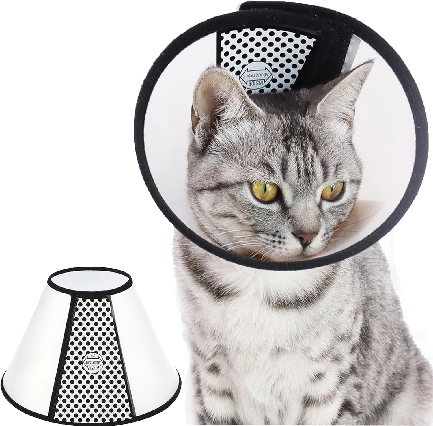 مخروط محافظ حیوانات خانگی SUQ، مخروط سایز کوچک، یقه محافظ قابل تنظیم الیزابت، پوشش گردن ایمنی ضد گاز گرفتن و لیسیدن، برای بعد از جراحی، التیام زخم، حمام کردن، کوتاه کردن ناخن، دور گردن 26-33 سانتی متر