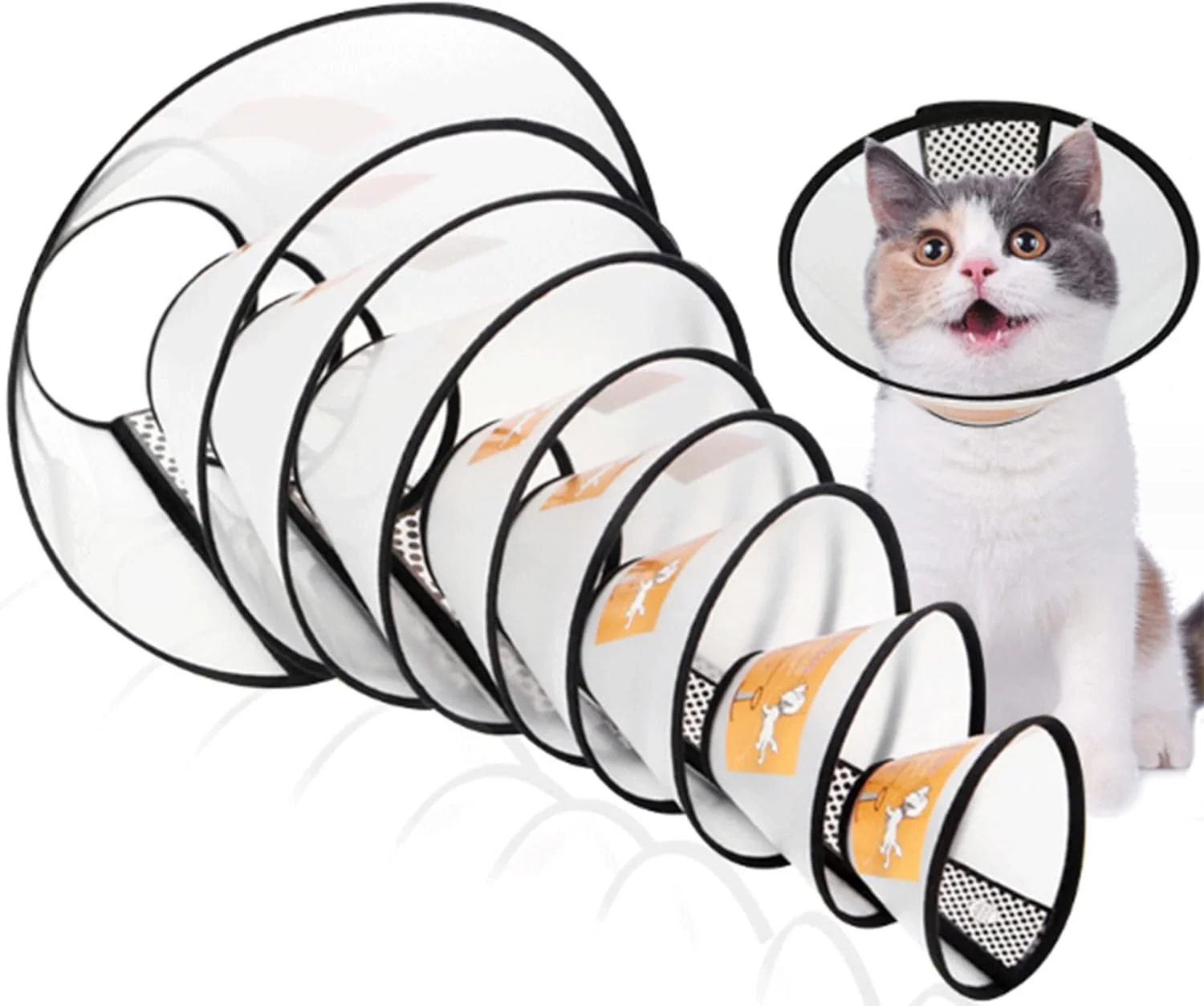 مخروط محافظ حیوانات خانگی SUQ، مخروط سایز کوچک، یقه محافظ قابل تنظیم الیزابت، پوشش گردن ایمنی ضد گاز گرفتن و لیسیدن، برای بعد از جراحی، التیام زخم، حمام کردن، کوتاه کردن ناخن، دور گردن 26-33 سانتی متر