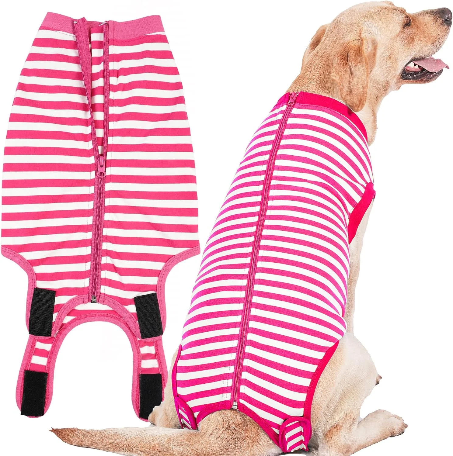 لباس نقاهت سگ، مناسب بعد از جراحی، سایز بزرگ، محافظ زخم ماده، صورتی سایز XXL