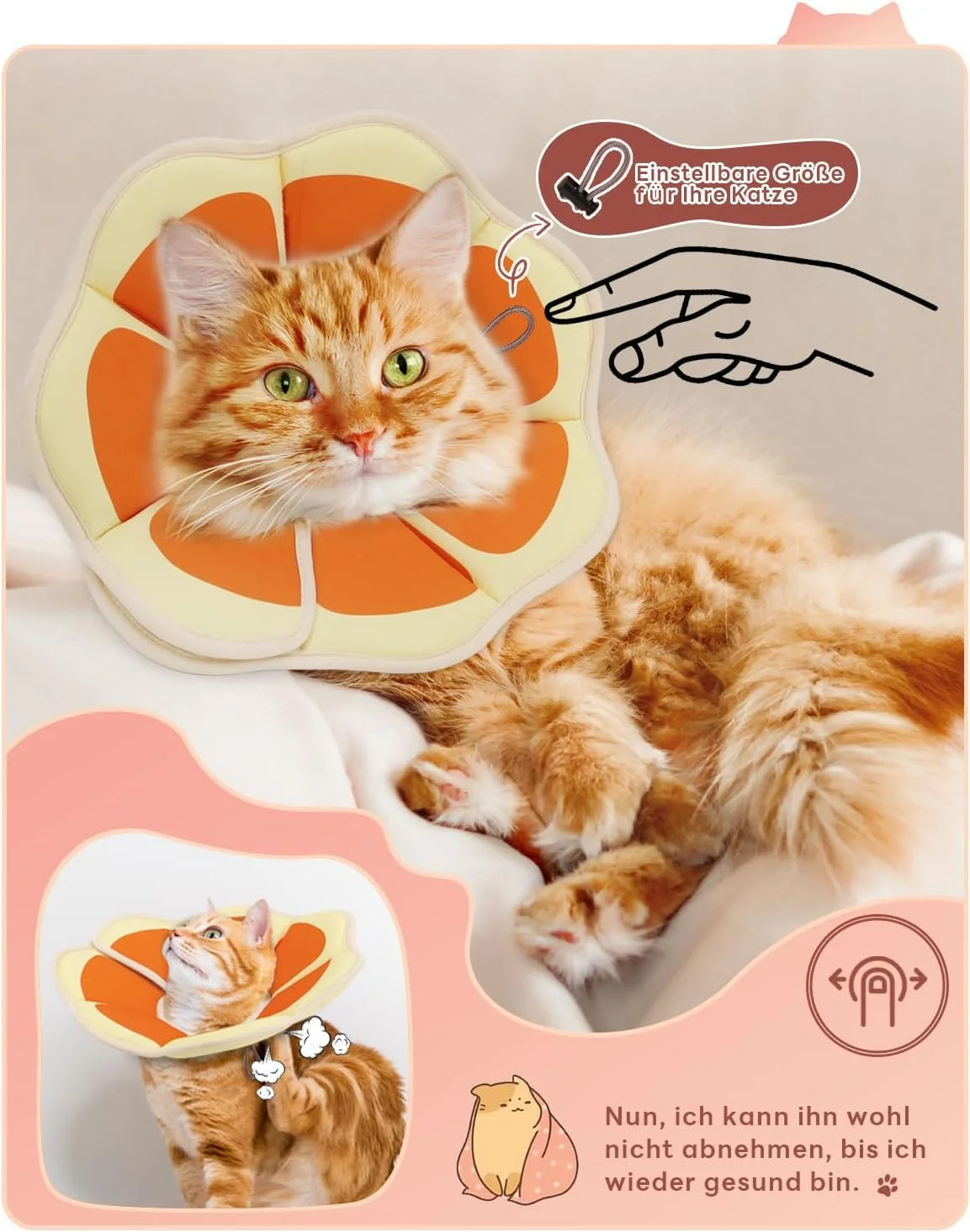 طوق گربه سوپت، طوق قابل تنظیم برای گربه، طوق گردن التیام بخش، قیف نرم بعد از جراحی و آسیب دیدگی برای توله سگ ها، سگ های کوچک و گربه ها