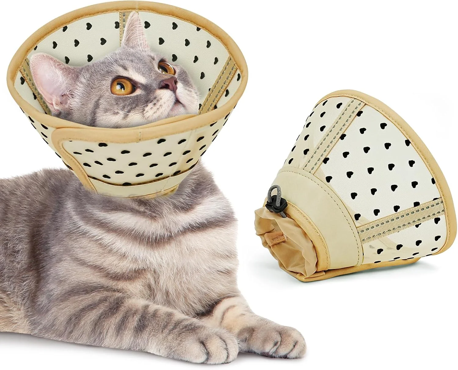 طوق گربه فوق العاده نرم، مخروط بهبودی توری برای حیوانات خانگی بعد از جراحی برای جلوگیری از لیسیدن، طوق الیزابتی قابل تنظیم برای بچه گربه های کوچک