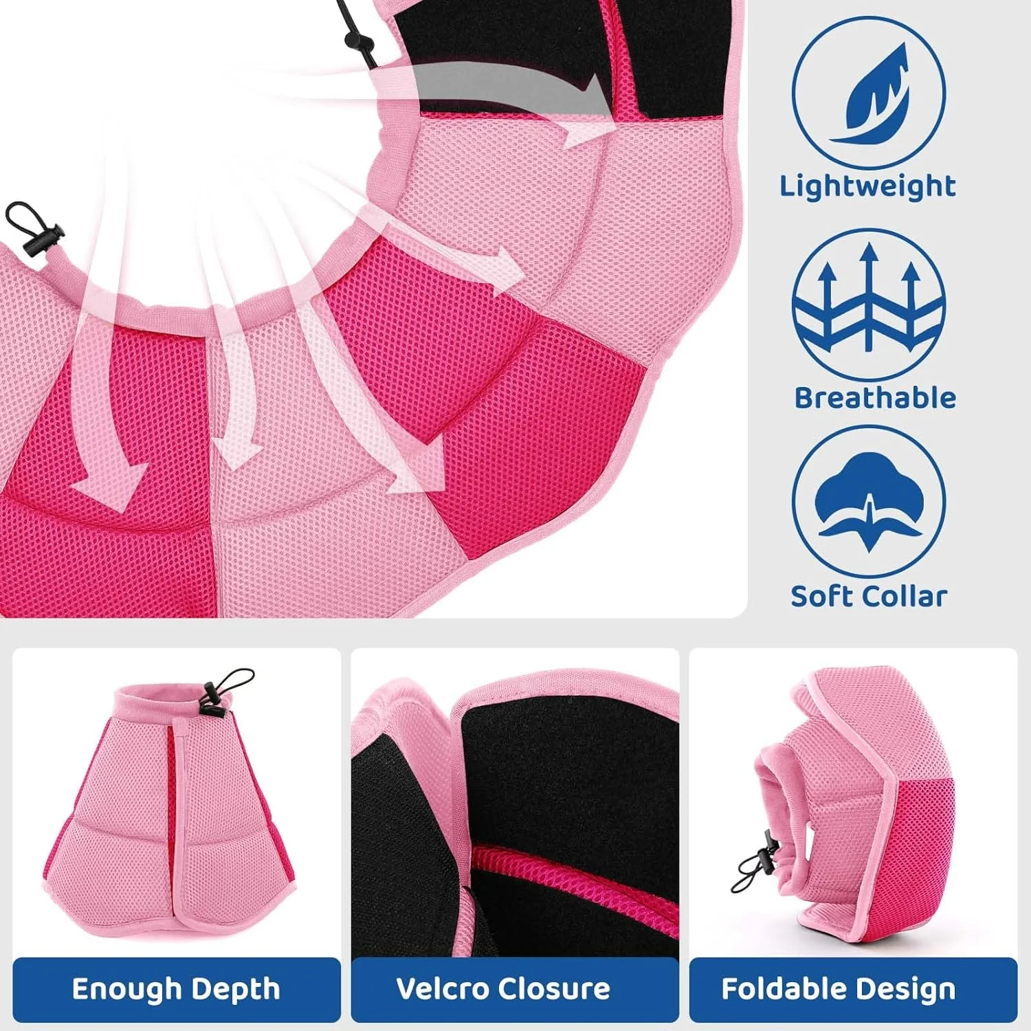 کله قندی سگ سانفورا، کله قندی نرم برای جلوگیری از لیسیدن سگ، کله قندی سگ برای سگ های سایز متوسط بعد از جراحی، طوق گردنی سگ قابل تنظیم جایگزین کله قندی برای بهبود زخم، صورتی M