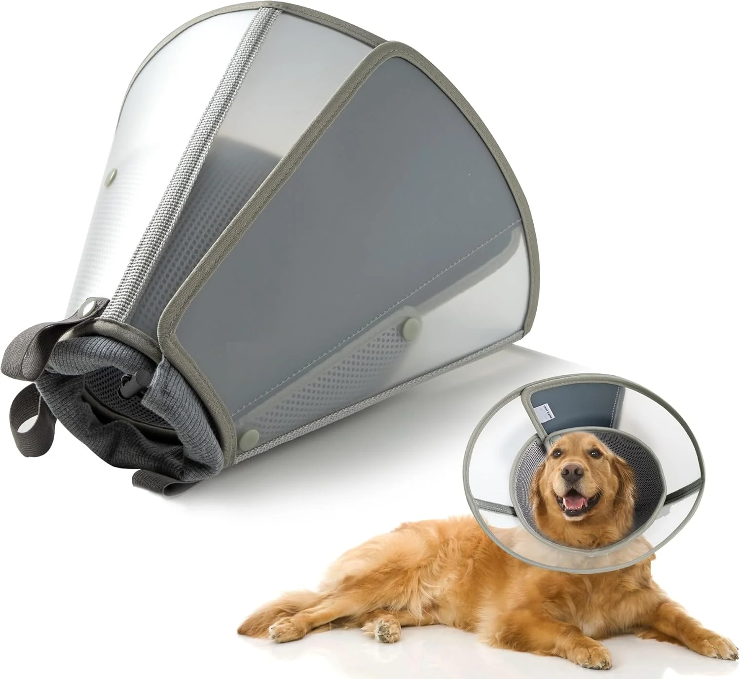 طوق گردنی نرم سگ برای سگ های بزرگ، متوسط و کوچک بعد از جراحی، طوق ریکاوری قابل تنظیم حیوانات خانگی، طوق الیزابتی برای سگ ها و گربه ها، خاکستری خیلی بزرگ