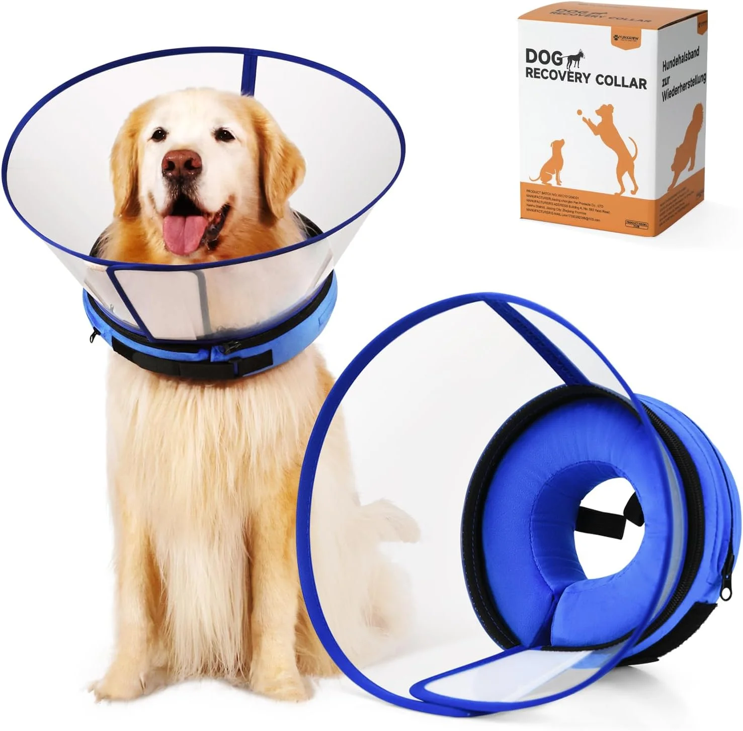 طوق محافظ نرم برای بعد از جراحی سگ، طوق ریکاوری 2 در 1 سگ با سپر جداشدنی برای جلوگیری از لیسیدن، طوق دونات سگ برای سگ های کوچک، متوسط و بزرگ (آبی، سایز 4)