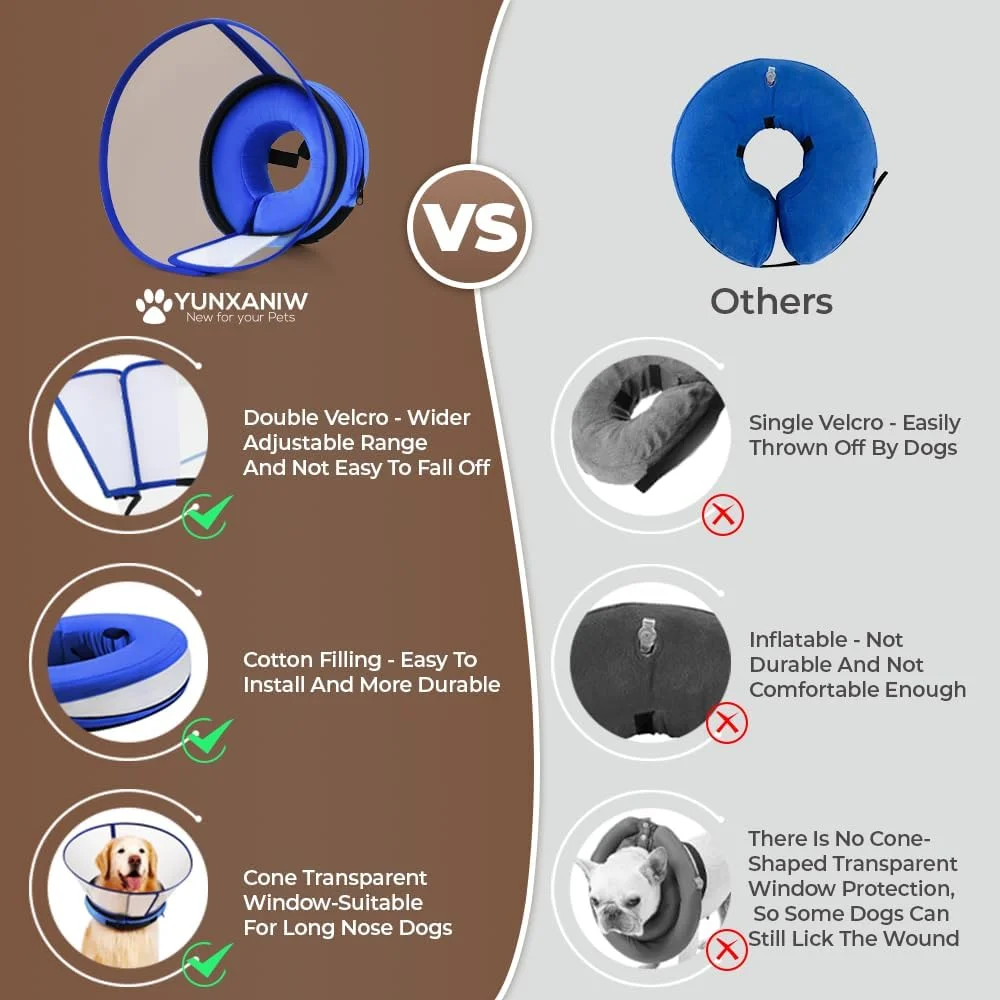 طوق محافظ نرم برای بعد از جراحی سگ، طوق ریکاوری 2 در 1 سگ با سپر جداشدنی برای جلوگیری از لیسیدن، طوق دونات سگ برای سگ های کوچک، متوسط و بزرگ (آبی، سایز 4)