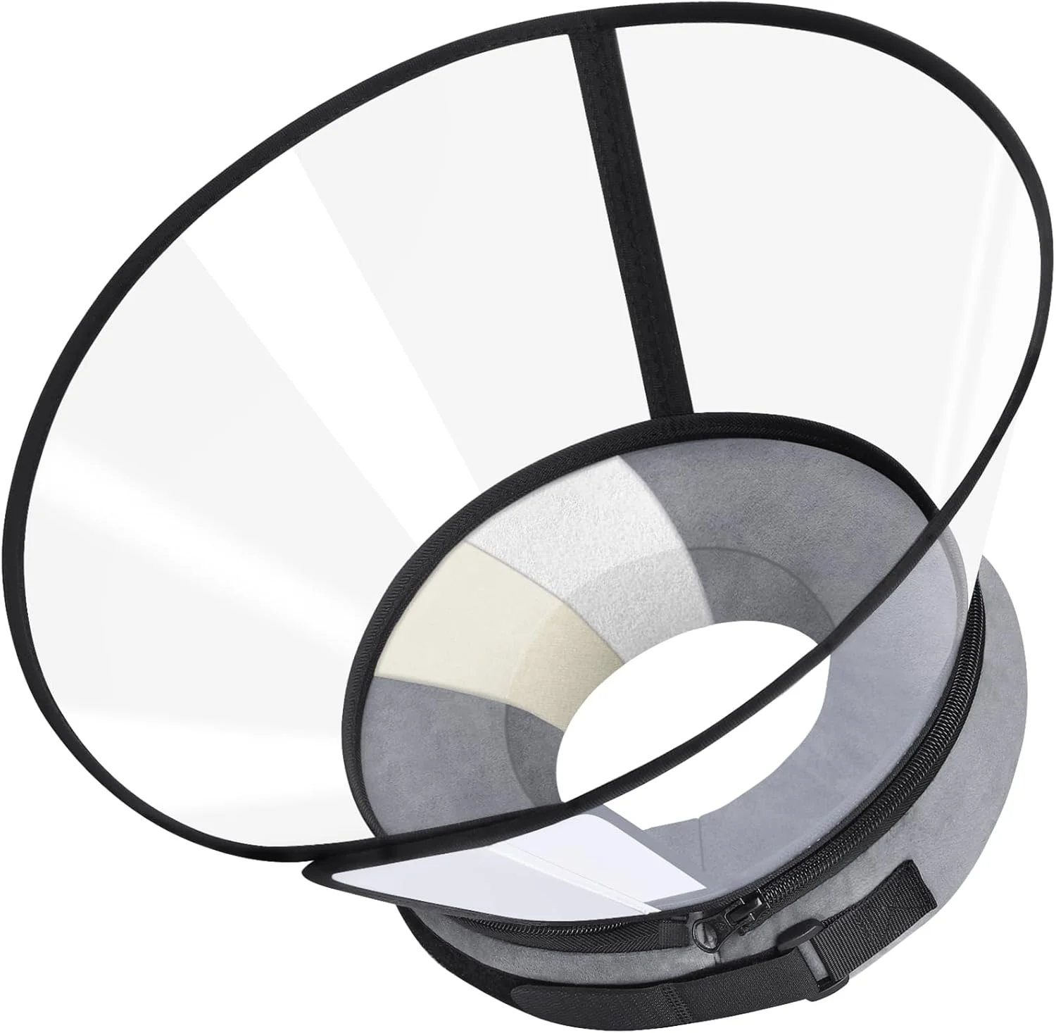 قلاده نرم سگ با هسته فومی، جایگزین قلاده بادی سگ، قلاده شفاف برای سگ ها، قلاده محافظ بعد از عمل جراحی سگ (خاکستری، سایز 8)