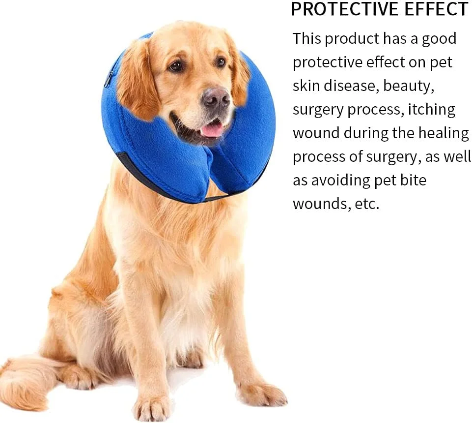 طوق محافظ بادی سگ SKEIDO، طوق گردنی نرم برای دوران نقاهت حیوانات خانگی، مناسب برای سگ های بزرگ و متوسط، طراحی شده برای جلوگیری از تماس حیوانات خانگی با بخیه ها و زخم - آبی (L)