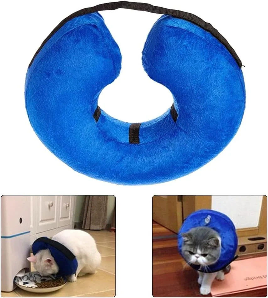 طوق محافظ بادی سگ SKEIDO، طوق گردنی نرم برای دوران نقاهت حیوانات خانگی، مناسب برای سگ های بزرگ و متوسط، طراحی شده برای جلوگیری از تماس حیوانات خانگی با بخیه ها و زخم - آبی (L)