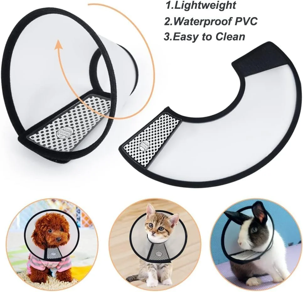 مخروط ریکاوری قابل تنظیم گربه SKY-TOUCH، طوق الیزابت پلاستیکی سبک وزن برای گربه ها، بچه گربه ها و سگ های کوچک بعد از جراحی، طوق محافظ نرم برای جلوگیری از لیسیدن و گاز گرفتن زخم ها (M 22-26cm)