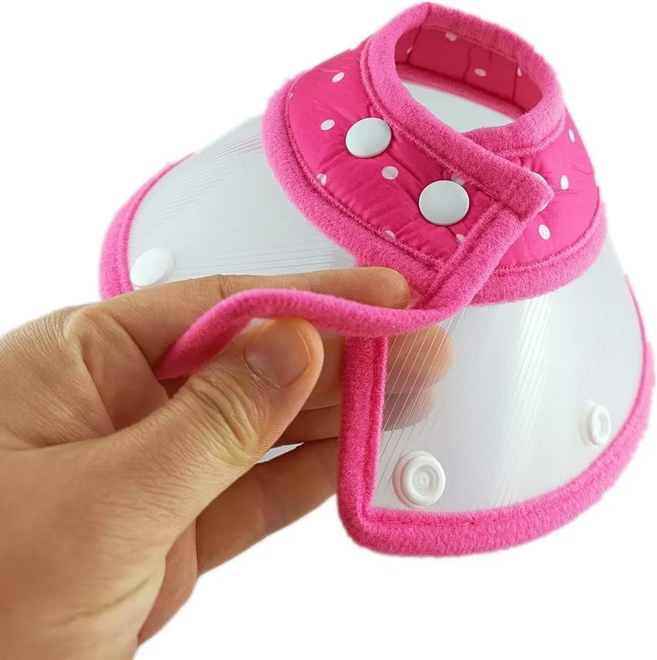 مخروطی کوچک سگ برای سگ ها بعد از جراحی، قلاده مخروطی سگ و گربه قابل تنظیم، قلاده ریکاوری پلاستیکی سگ، یقه های الیزابت گربه خالدار (قرمز رز، M)