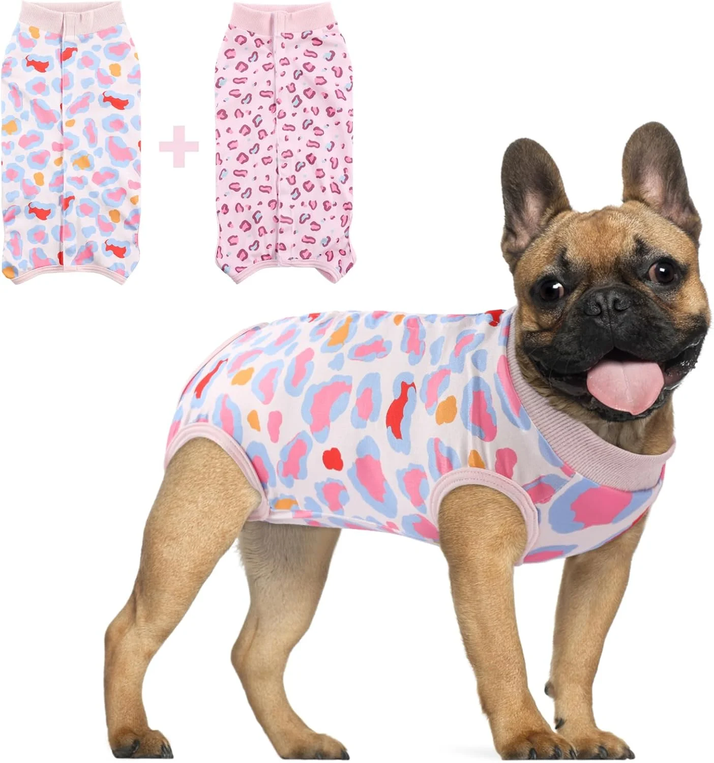 لباس نقاهت سگ ساومونگ، طرح پلنگی، مناسب بعد از جراحی، لباس جراحی سگ ماده، لباس سرهمی سگ برای جایگزینی قیف جراحی