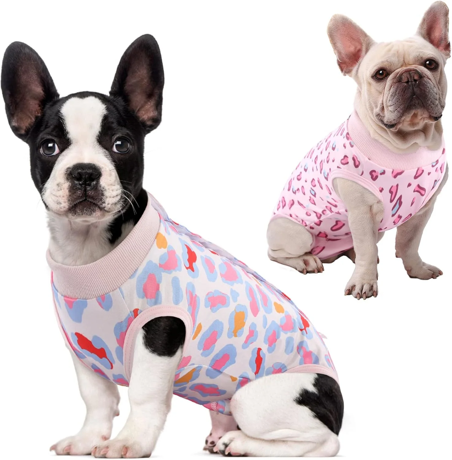 لباس نقاهت سگ ساومونگ، طرح پلنگی، مناسب بعد از جراحی، لباس جراحی سگ ماده، لباس سرهمی سگ برای جایگزینی قیف جراحی