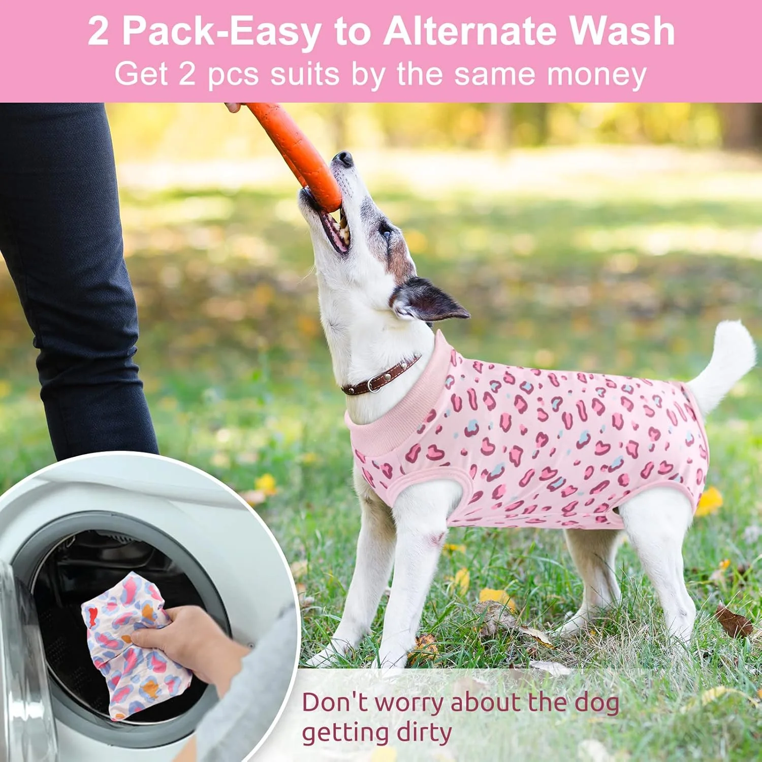 لباس نقاهت سگ ساومونگ، طرح پلنگی، مناسب بعد از جراحی، لباس جراحی سگ ماده، لباس سرهمی سگ برای جایگزینی قیف جراحی