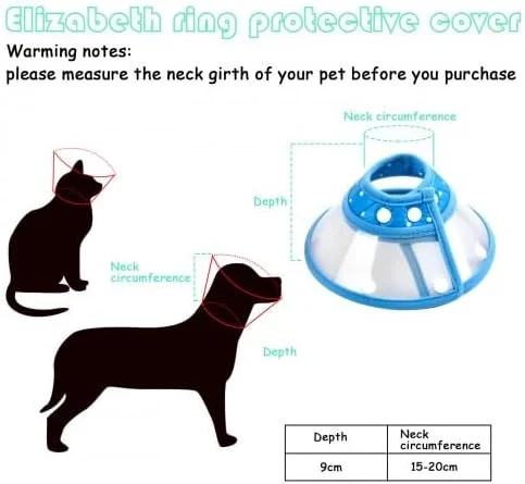 طوق پلاستیکی گربه، قابل تنظیم، محافظ ضد گاز گرفتگی، طوق الیزابتی شفاف برای توله سگ ها، بچه گربه ها، 1-2 کیلوگرم