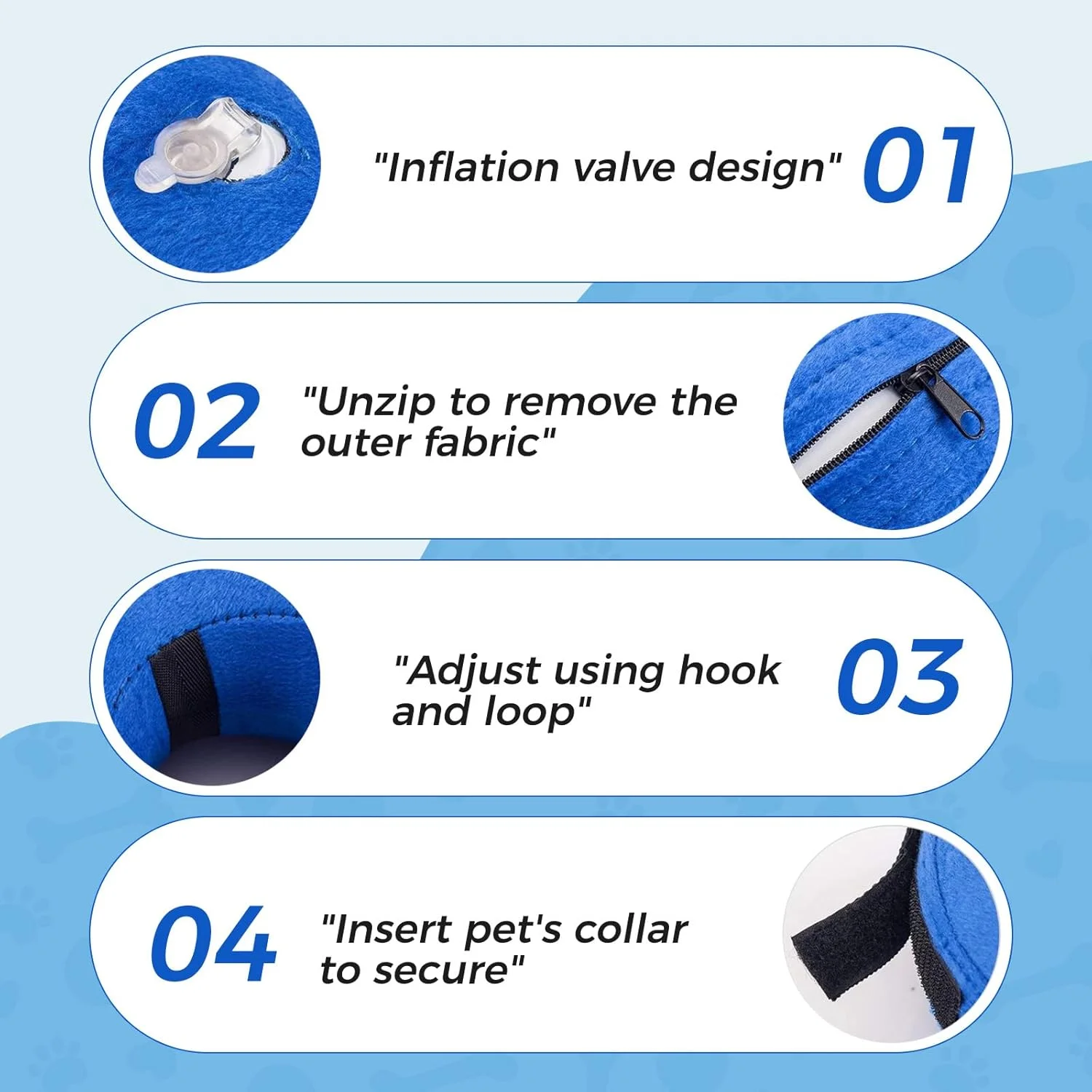 طوق بادی سگ - گردنبند الیزابتی نرم و قابل تنظیم جایگزین بالش گردنی برای سگ های بزرگ - آبی