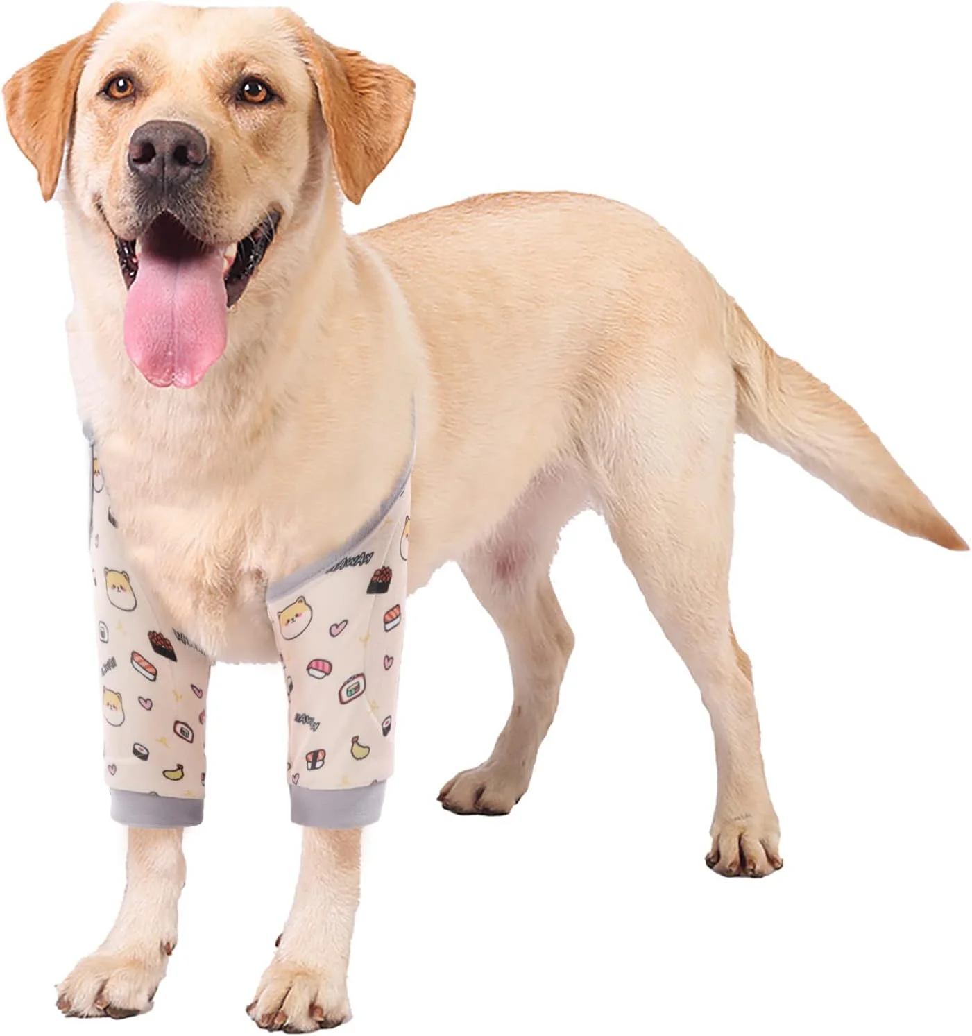 آستین بهبودی جراحی سگ ROZKITCH برای پاهای جلویی، محافظ آرنج زخم برای جلوگیری از لیسیدن حیوانات خانگی، آستین پا سگ جایگزین قلاده مخروطی برای رگ به رگ شدن ACL CCL آرتروز طرح سگ ناز 2XL