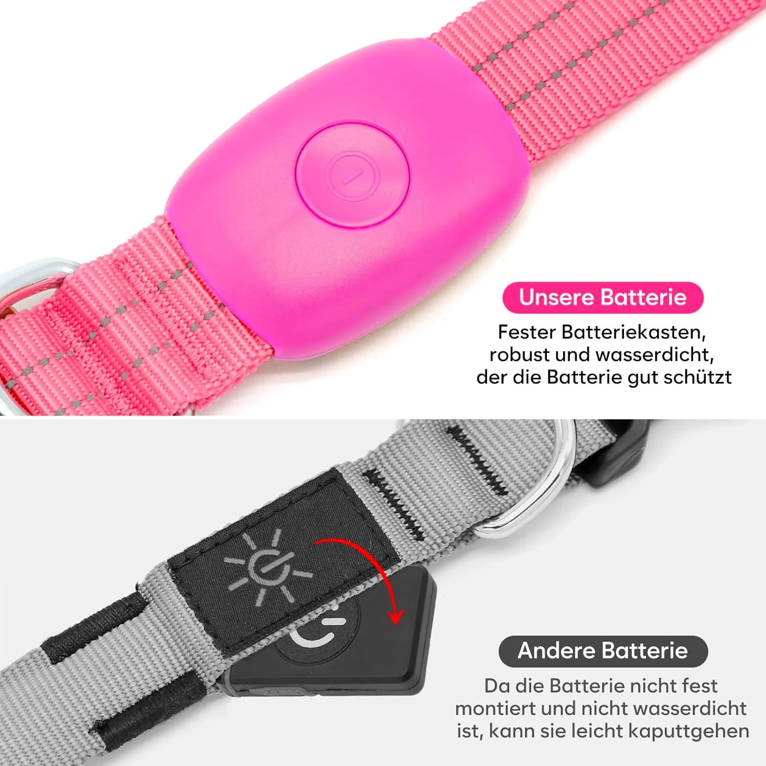 قلاده چراغ دار سگ، قابل شارژ USB، درخشان برای سگ های کوچک، متوسط و بزرگ، قلاده LED قابل تنظیم برای ایمنی شبانه سگ ها - صورتی - متوسط قلاده چراغ دار سگ، قابل شارژ USB، درخشان برای سگ های کوچک، متوسط و بزرگ، قلاده LED قابل تنظیم برای ایمنی شبانه سگ ها - صورتی - متوسط