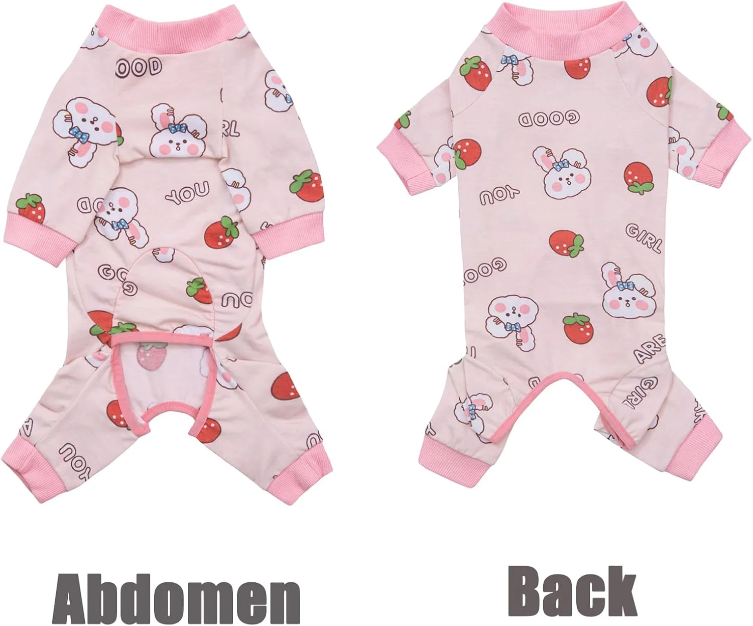 لباس نقاهت سگ برای جراحی، مناسب سگ های کوچک و متوسط، لباس یکسره نرم و بامزه، جایگزین قیف گردنی، جلوگیری از لیسیدن زخم، مناسب سگ های ماده و نر (کوچک، خرگوش توت فرنگی)