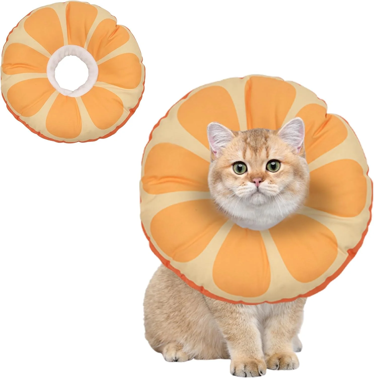 طوق گردنی گربه PLUSHCEWT، طوق بازیابی نرم و قابل تنظیم حیوانات خانگی، طوق های گردنی طرح گل آفتابگردان زیبا برای گربه، تسریع بهبود پس از جراحی (S)