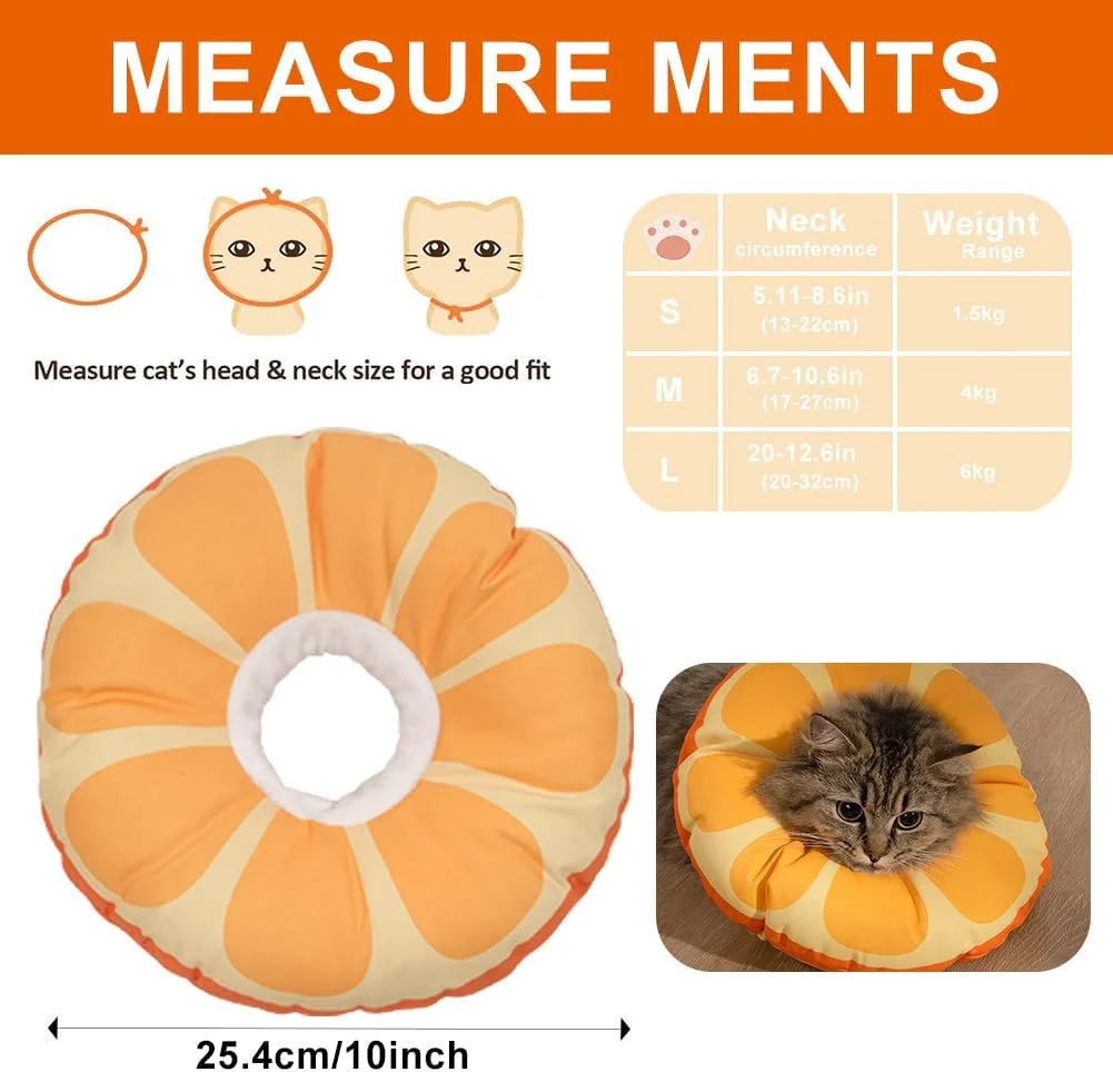 طوق گردنی گربه PLUSHCEWT، طوق بازیابی نرم و قابل تنظیم حیوانات خانگی، طوق های گردنی طرح گل آفتابگردان زیبا برای گربه، تسریع بهبود پس از جراحی (S)