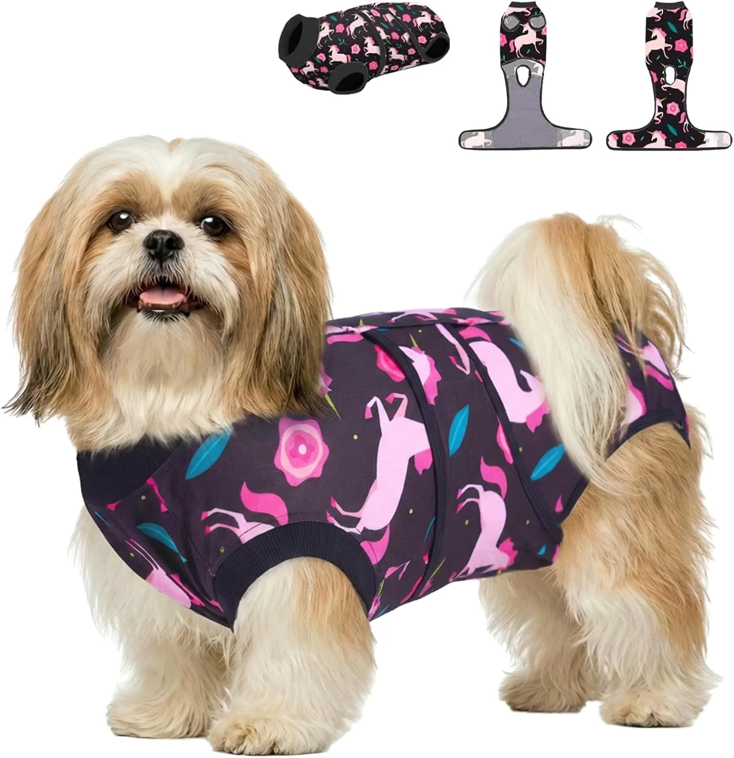 لباس نقاهت سگ PetWarm، لباس نقاهت برای سگ ها، بعد از عمل، جلوگیری از لیسیدن - محافظ شکم پنبه ای سگ - جایگزین مخروط سگ و E-Collar، طرح یونیکورن، مشکی، XS لباس نقاهت سگ PetWarm، لباس نقاهت برای سگ ها، بعد از عمل، جلوگیری از لیسیدن - محافظ شکم پنبه ای سگ - جایگزین مخروط سگ و E-Collar، طرح یونیکورن، مشکی، XS