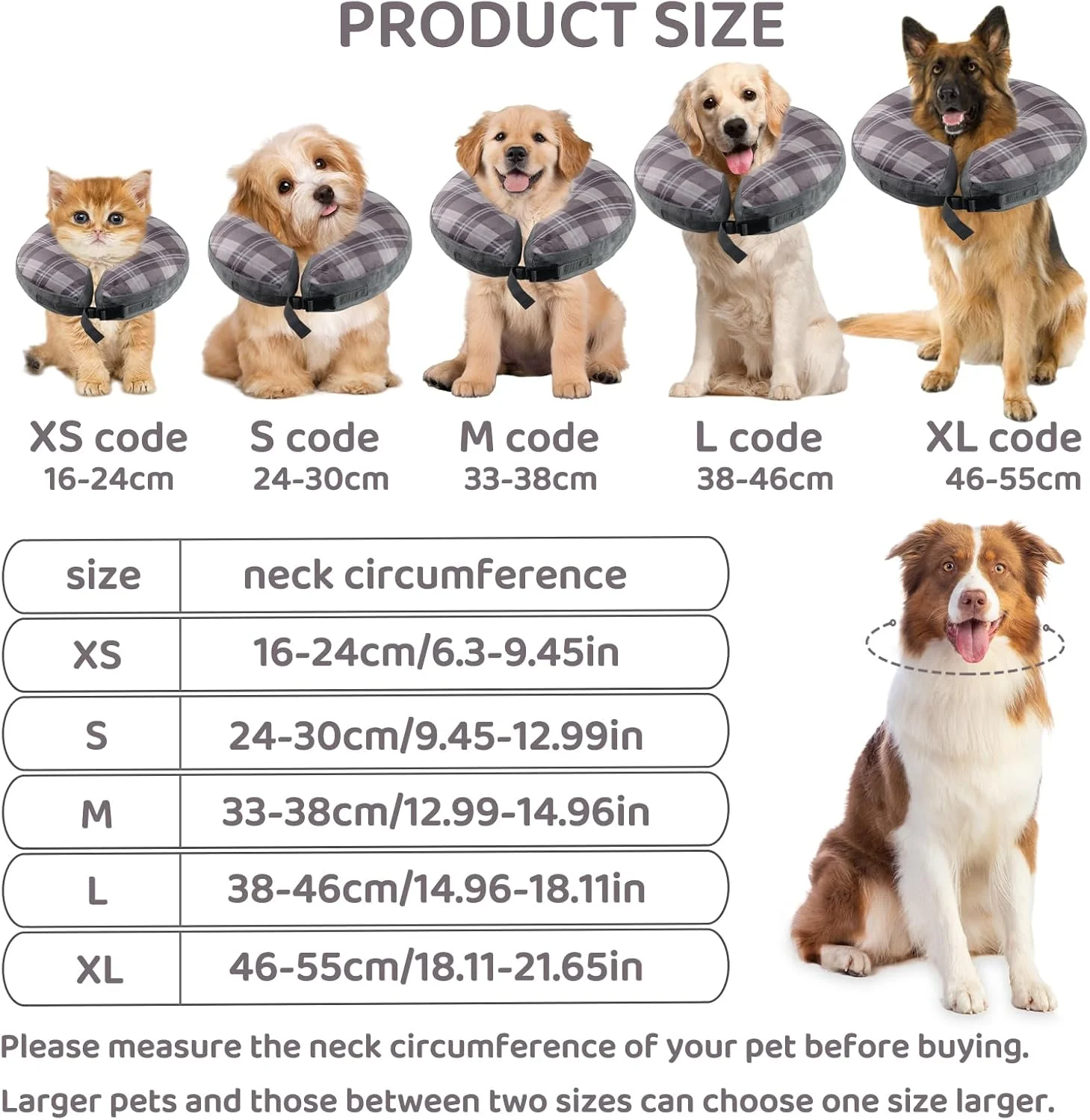 طوق محافظ بادی برای سگ و گربه، طوق سگ بادی با چسب ولکرو قابل تنظیم، طوق سگ شخصی سازی شده، مناسب برای جراحی یا بهبود زخم (خاکستری-B, XS)